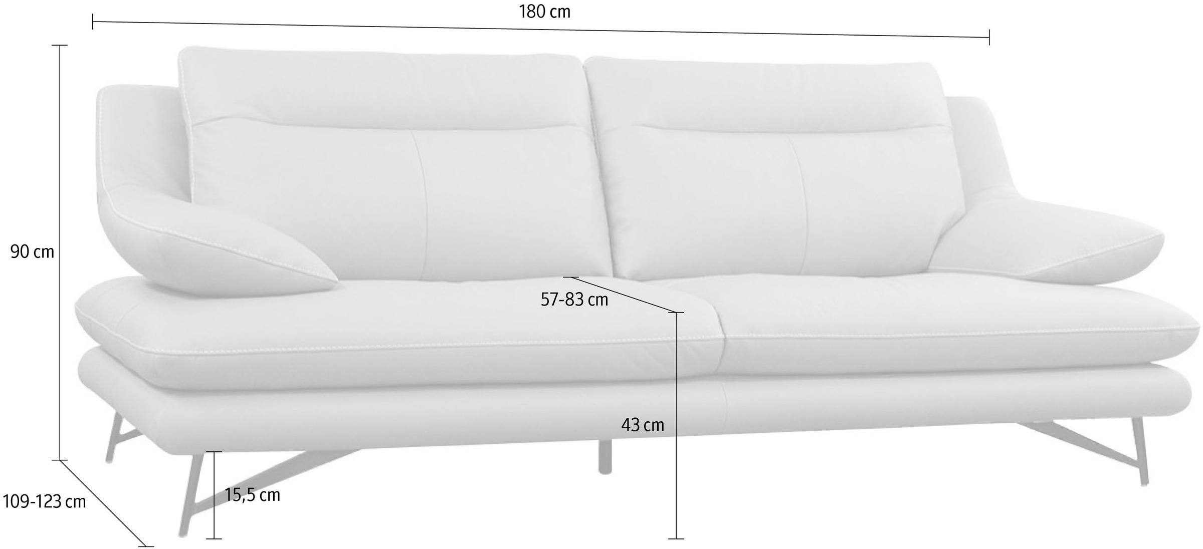 CALIA ITALIA 2-Sitzer »Cezanne, italienisches Design trifft erstklassigen Sitzkomfort, Leder«, Edles Designsofa in besonders langlebigen & pflegeleichten Lederarten