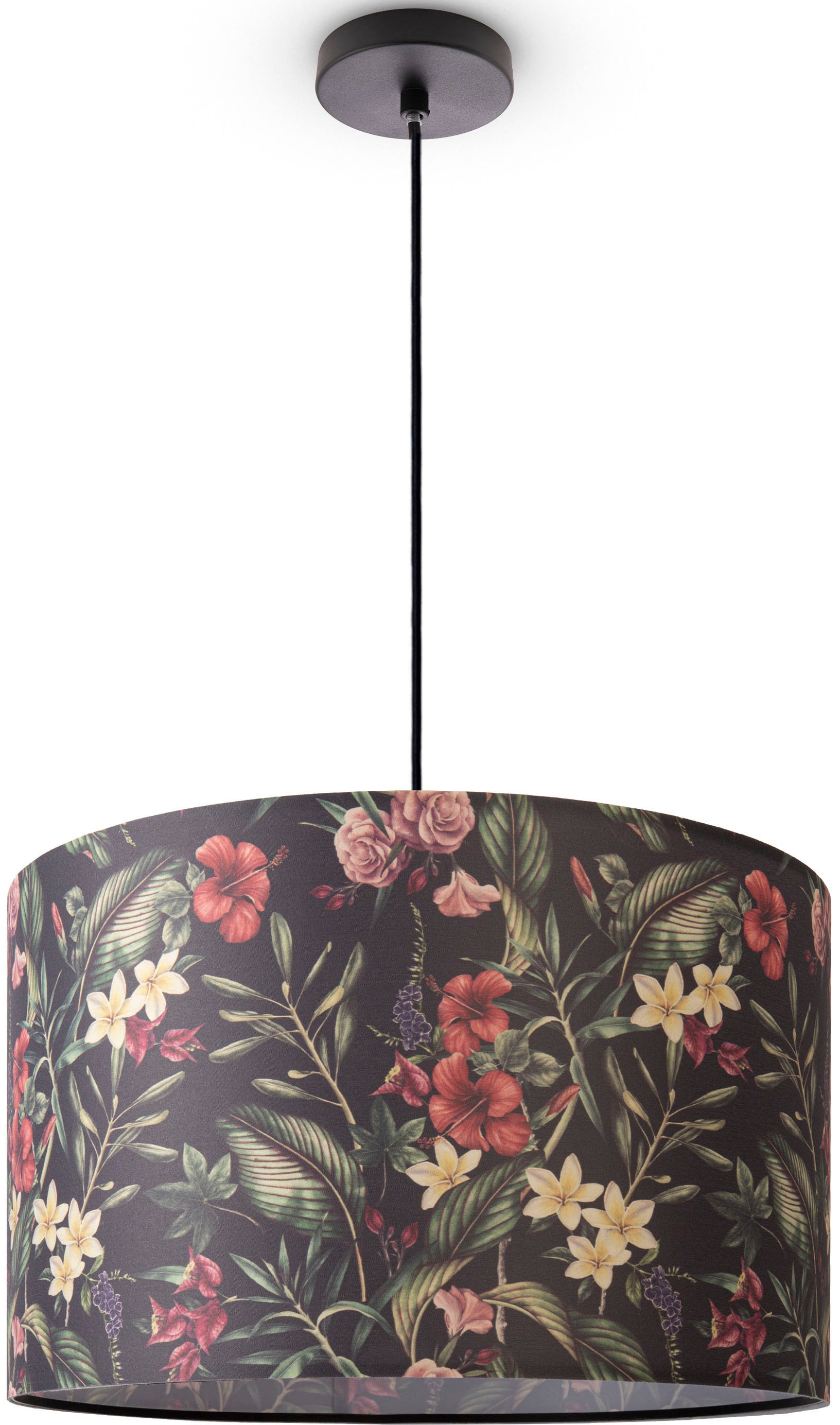 Paco Home Pendelleuchte »Hugo Flower« E27 Schlafzimmer Pendelleuchte Wohnzimmer Blumen Stoff Lampenschirm