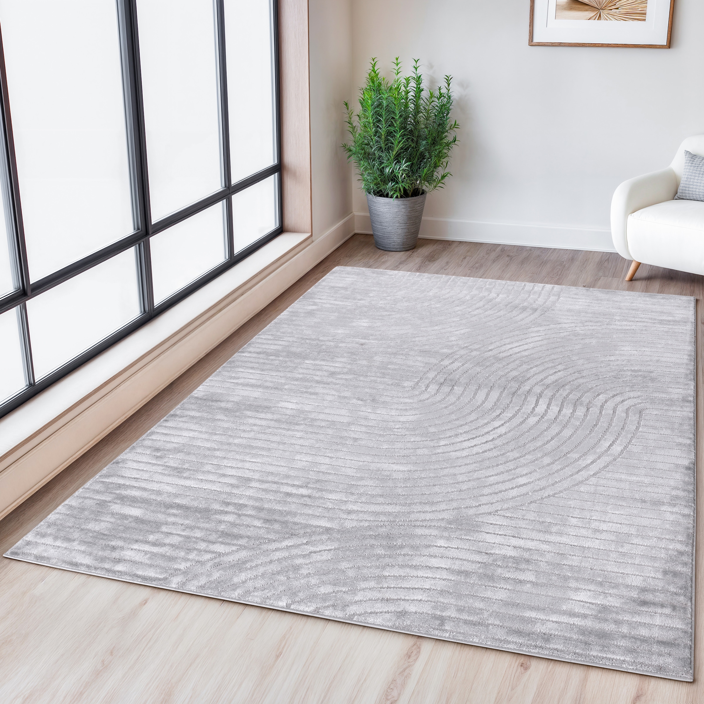 OTTO home Teppich »Luvu«, rechteckig, 12 mm Höhe, Modernes Design mit Boho-Charme, Hoch-Tief-Struktur, dezenter Glanz