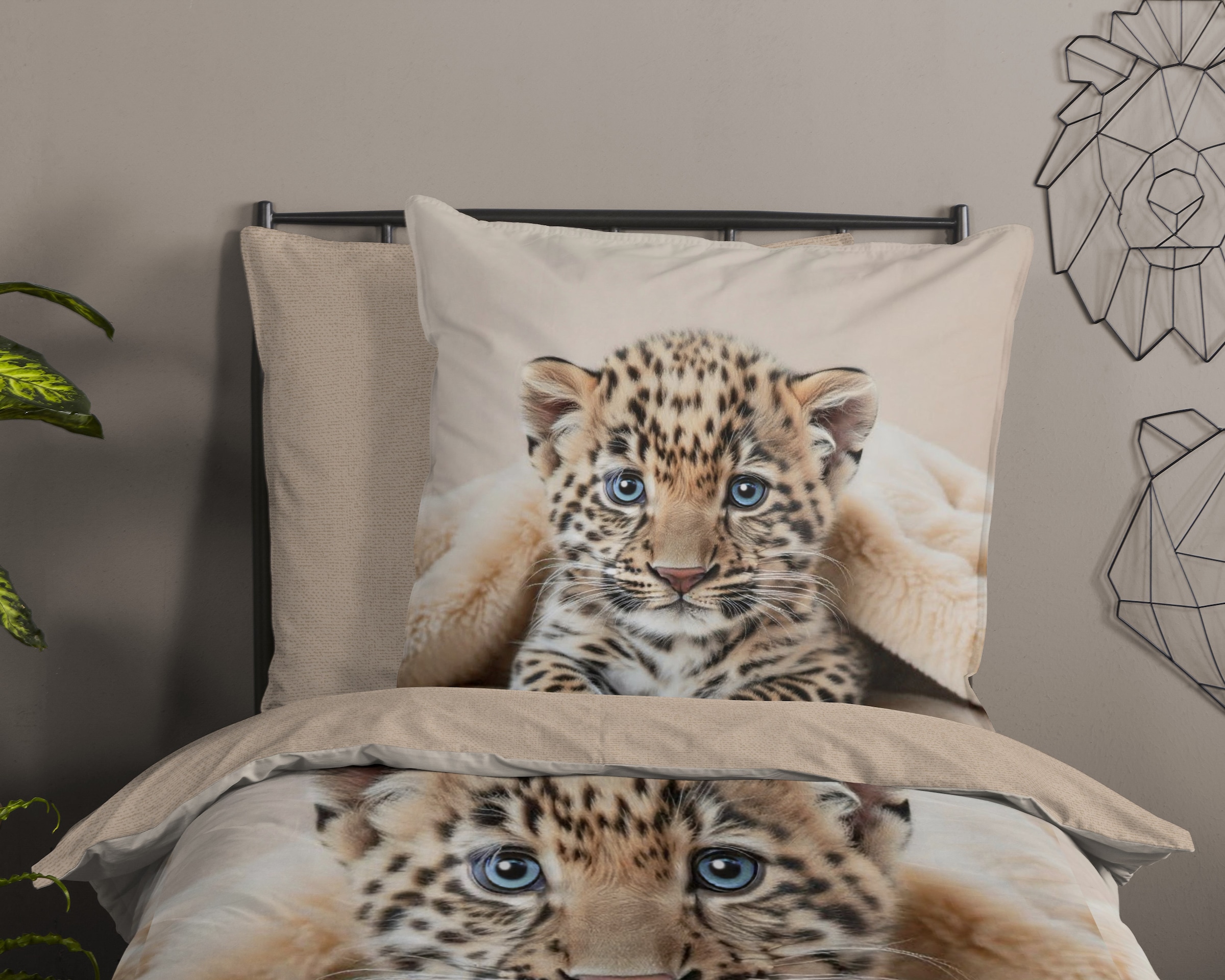 good morning Kinderbettwäsche »Simo« 2 Stk. Baumwolle, Renforcé, Wendeoptik, Kind, Tiger, Welpe