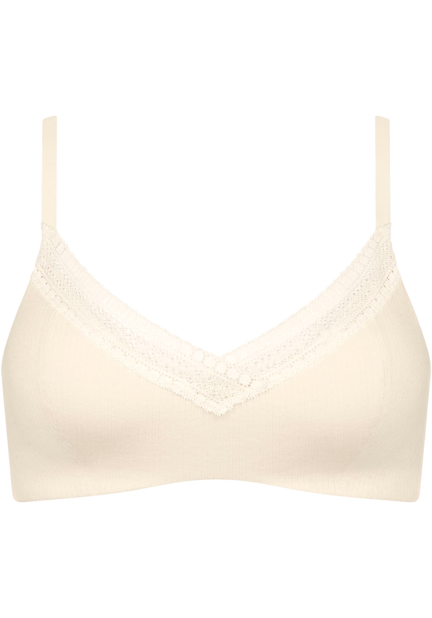 sloggi Bügelloser BH »GO Ribbed R P«, weiche Rippware mit Spitzenbesatz