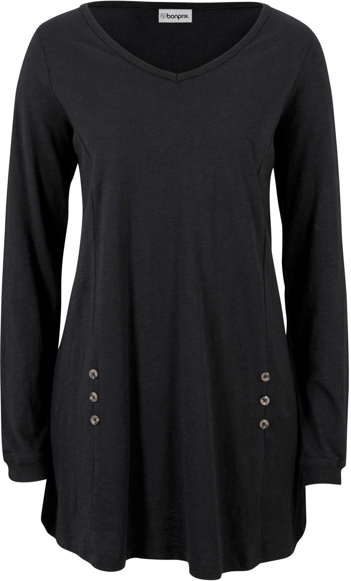 bonprix Longshirt A-Linie, mit dekorativen Knöpfen, aus Baumwolle, Casual Stil