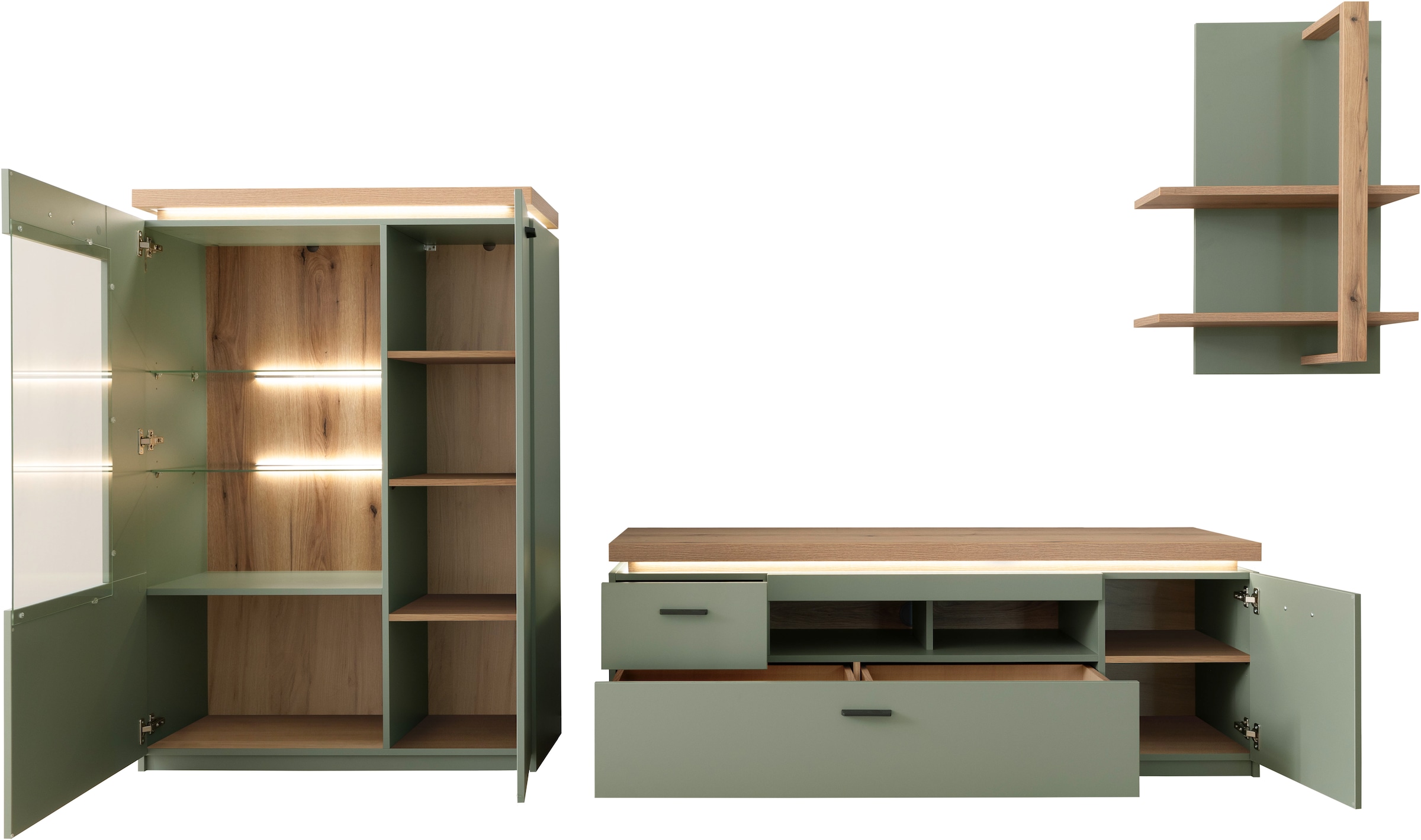 MCA furniture Wohnwand »MONIZ Wohnkomination 2«, (Komplett-Set, 3 St.), Türen/ Schubkästen gedämpft