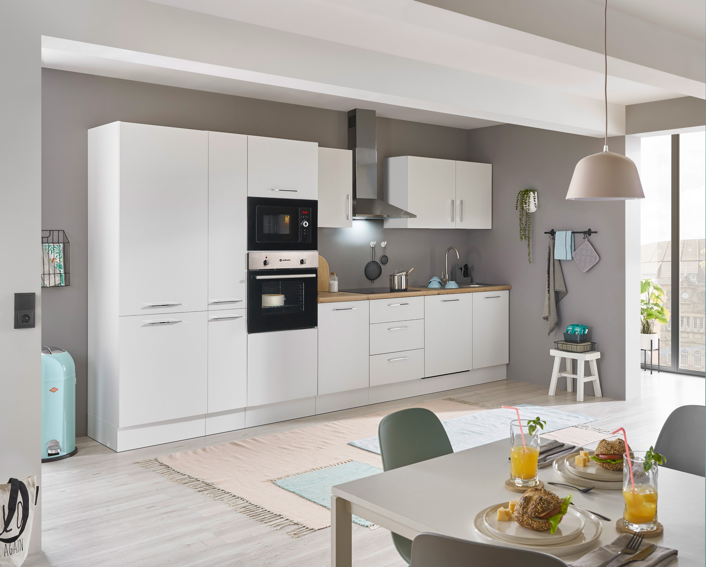 BASIC by Balculina Küchenzeile »Turin«, Breite 370 cm, wahlweise mit E-Geräten