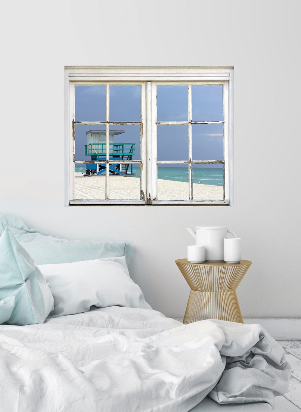 queence Wandsticker »Hütte am Strand« Wandsticker, Wandbild, selbstklebend, günstig online kaufen