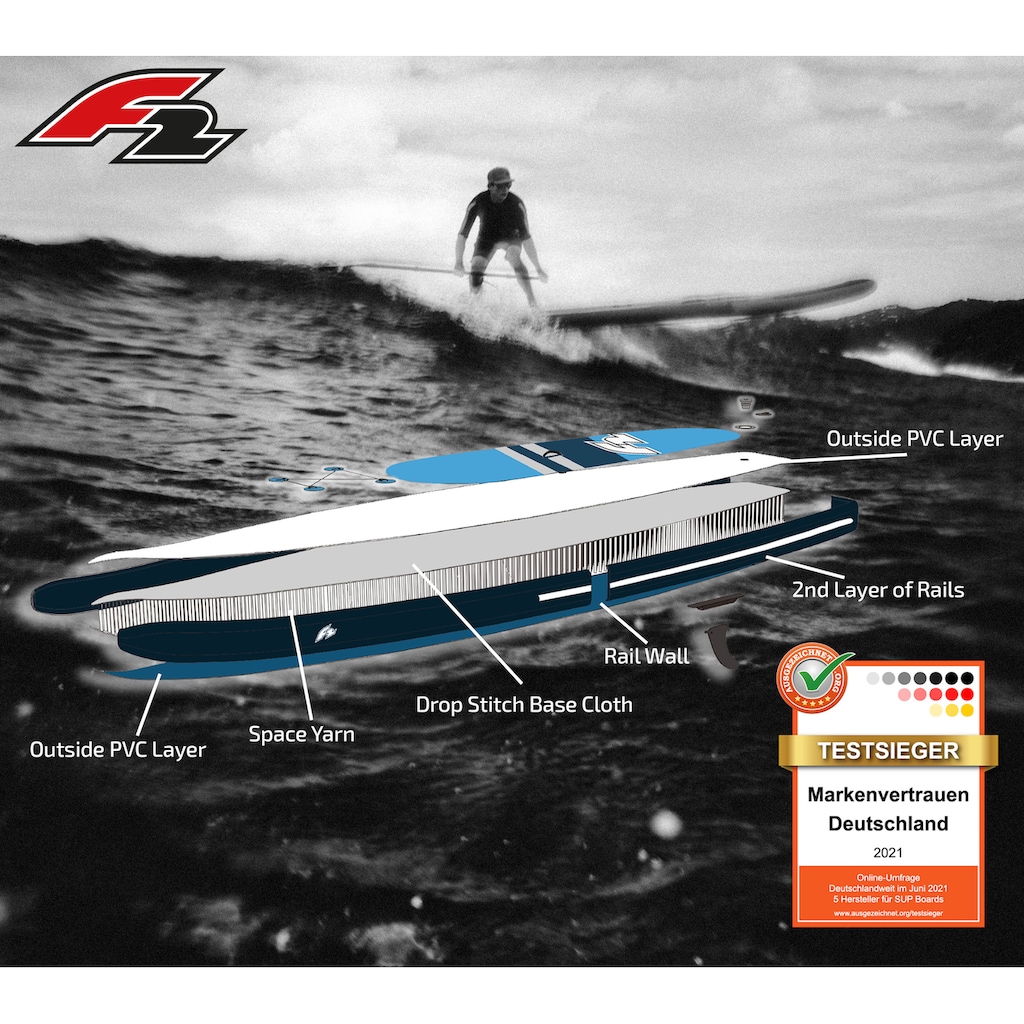 F2 Inflatable SUP-Board »F2 Mini Malibu Air«, (Set, 6 tlg.)