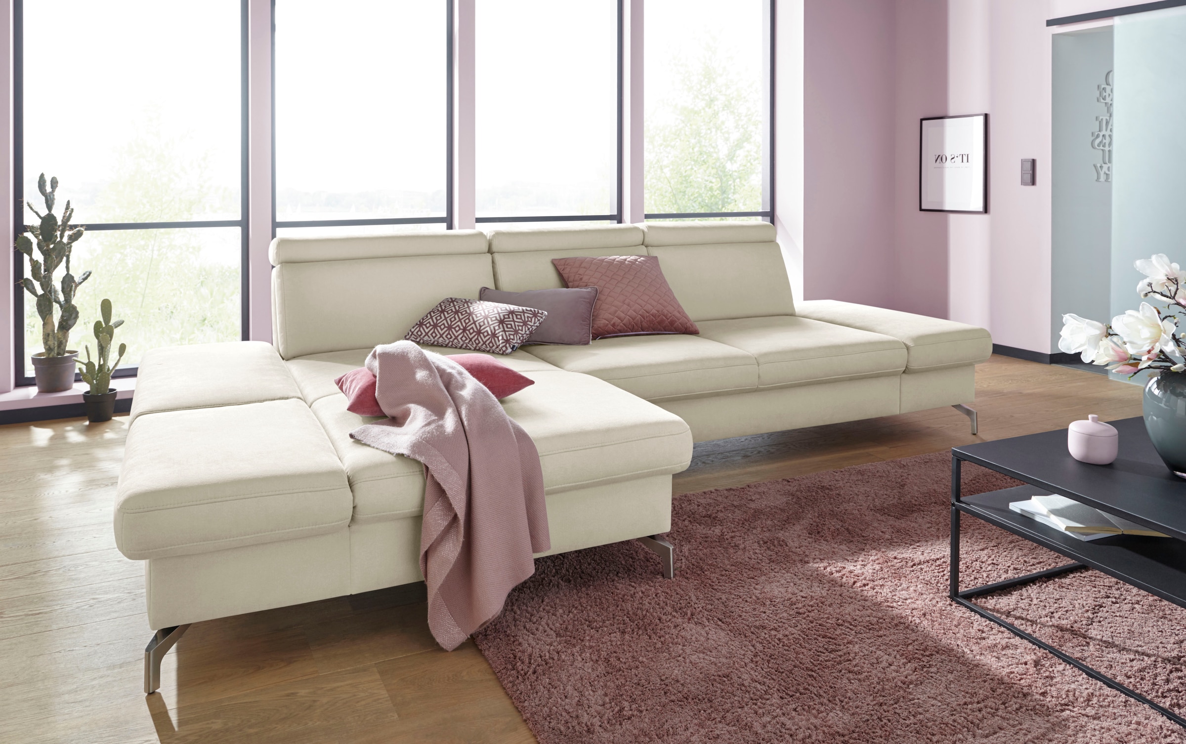 sit&more Ecksofa »Brisbane L-Form«, Fußhöhe 12 cm, inklusive Sitztiefen-, A günstig online kaufen