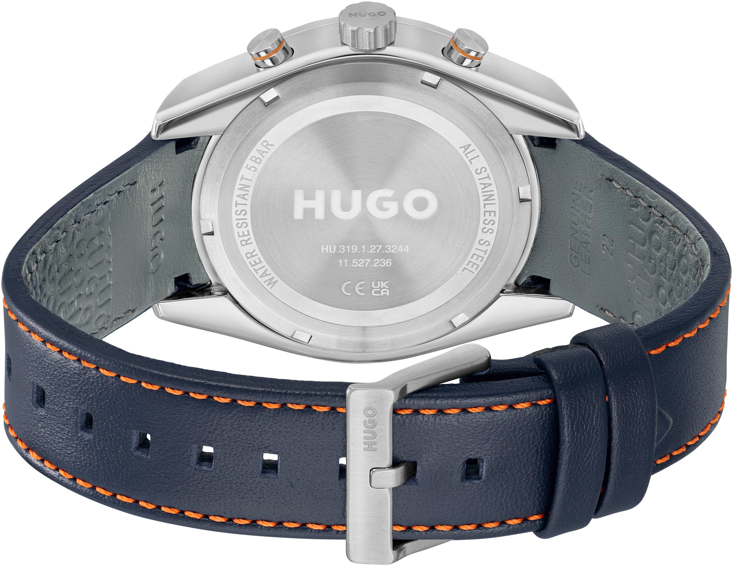HUGO Multifunktionsuhr »#FAST«, Armbanduhr, Quarzuhr, Herrenuhr, Datum, Lederarmband