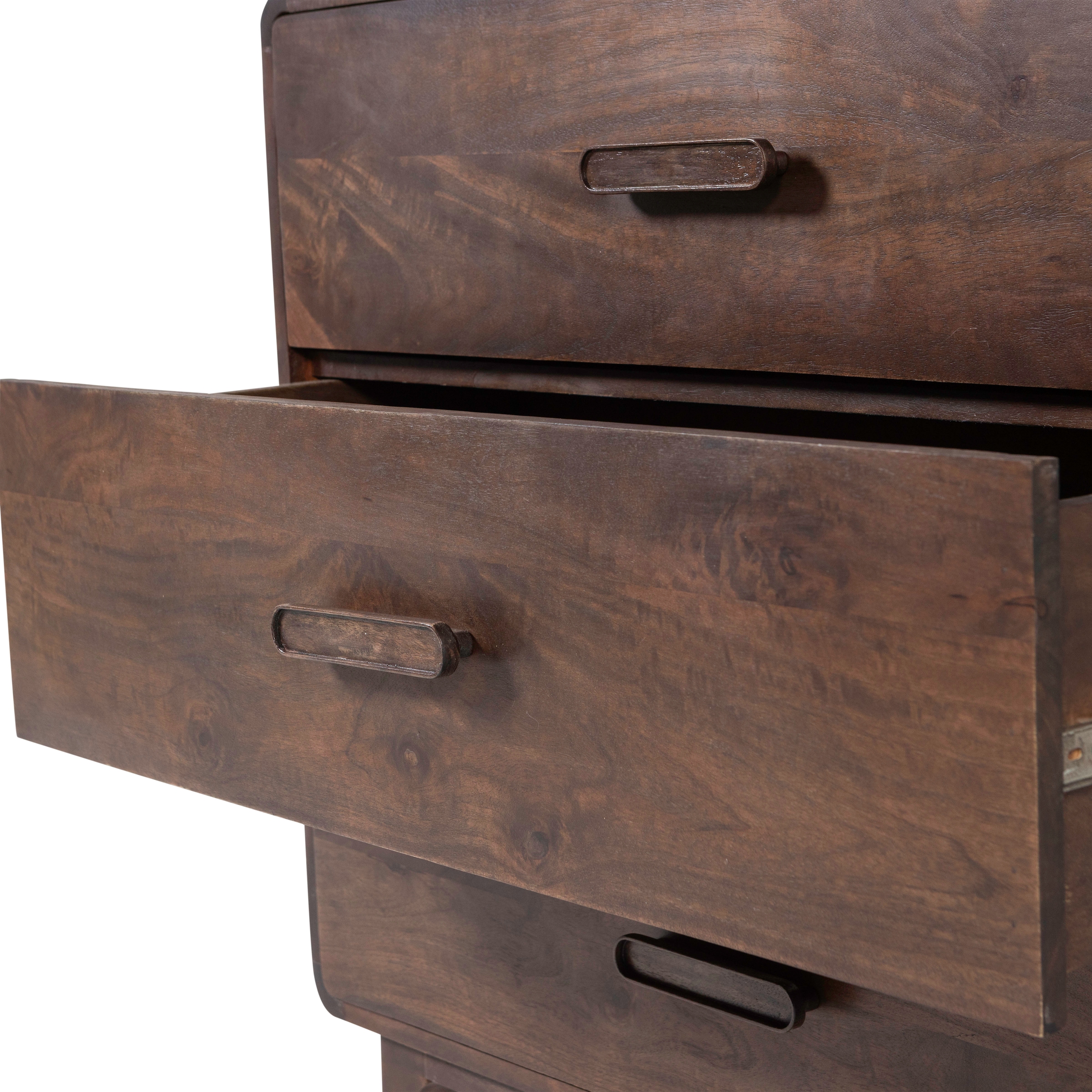 WOOOD Sideboard »Liya mit Massivmangoholz undDämpfung Funktion, B 90 x T 50 x H 90 cm« Spielerische Griffgestaltung, Tragkraft 15–25 kg pro Schublade