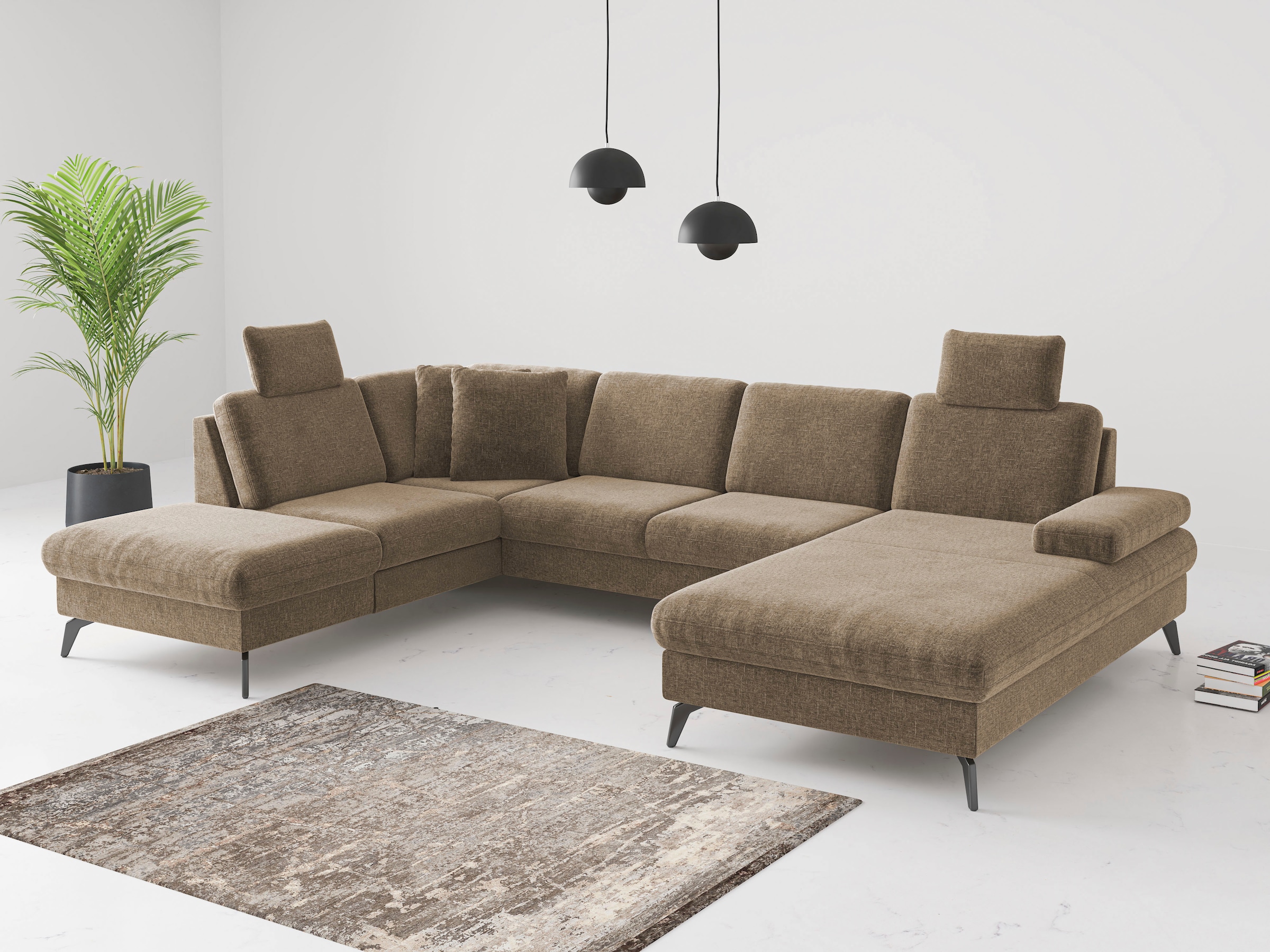 sit&more Wohnlandschaft »Morris Jubi U-Form«, inkl. Armteilfunktion und 1 Zierkissen, wahlweise mit Bettfunktion