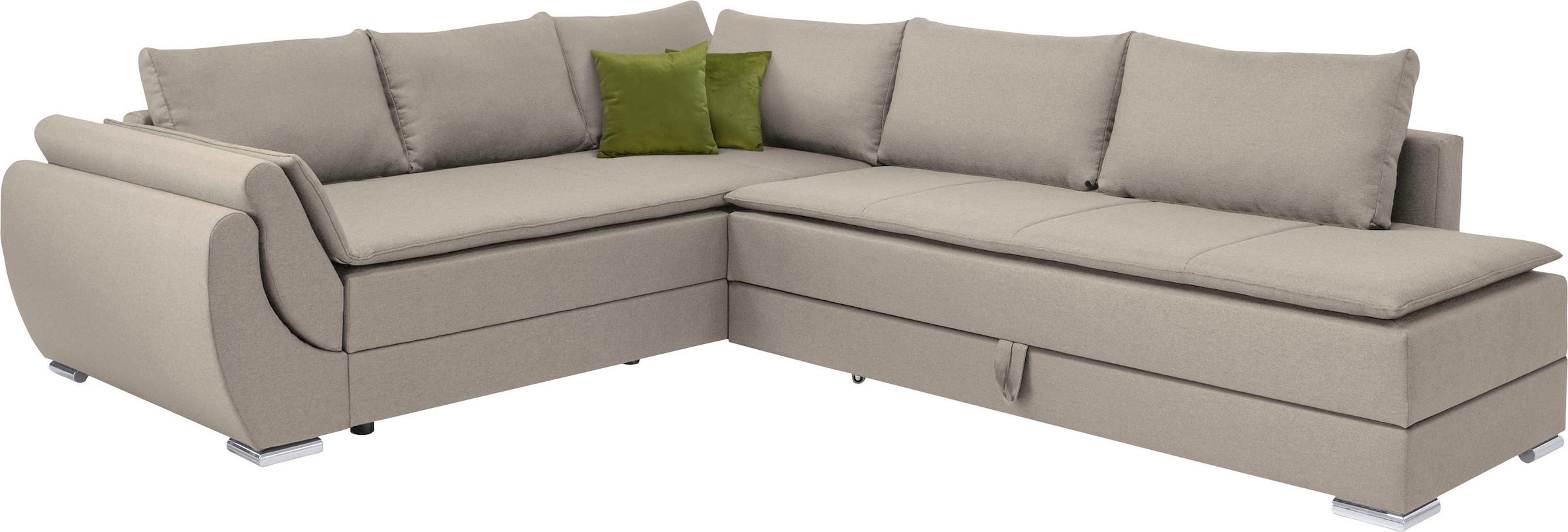 INOSIGN Ecksofa »Göteborg«, mit Boxspring-Bettfunktion und Bettkasten, Dauerschlaffunktion, Topper