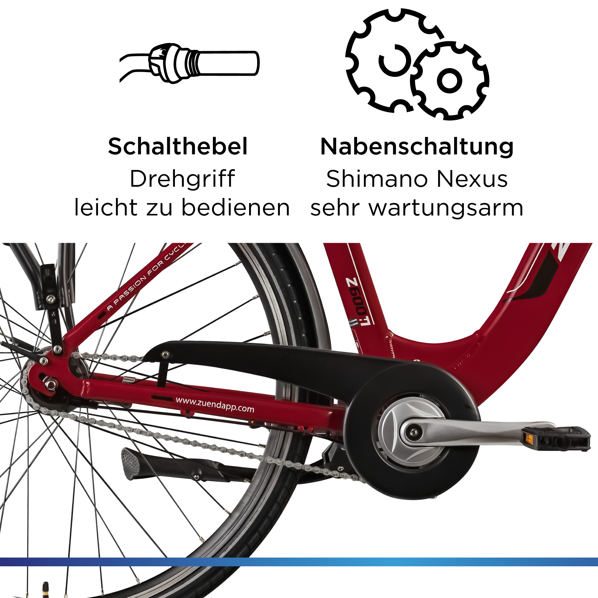 Zündapp »Z600« 7 Gang Nabenschaltung Frontmotor 250 W City E Bike Damen 28 Zoll Elektrofahrrad 7 Gang 150-165cm Damenfahrrad