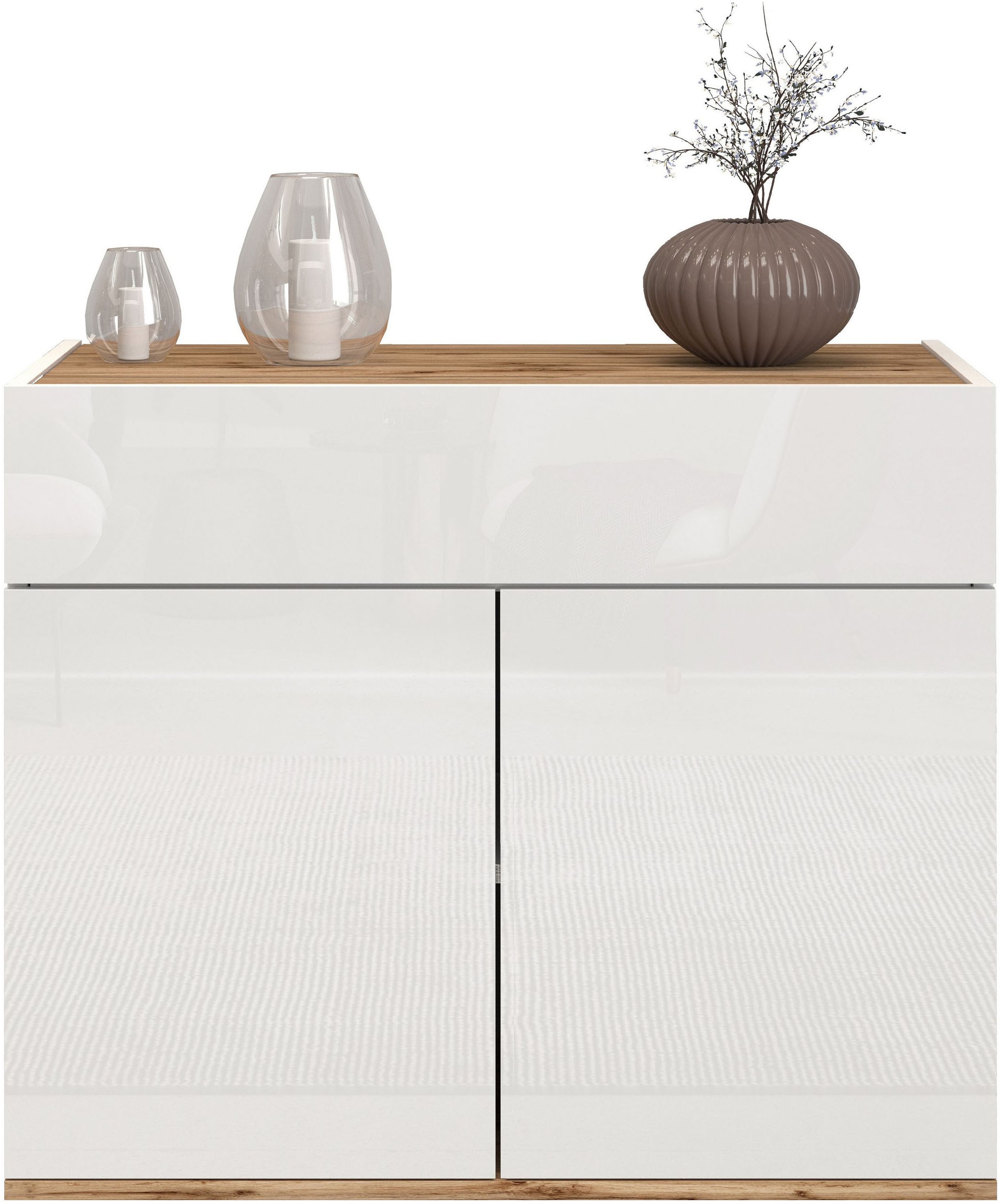 INOSIGN Sideboard »Garda, Kommode, Schrank, 2 Türen, 1 Schublade, Made in Italy« Hochglanzlackierte Fronten, Korpus matt, grifflos, Breite 80,9 cm
