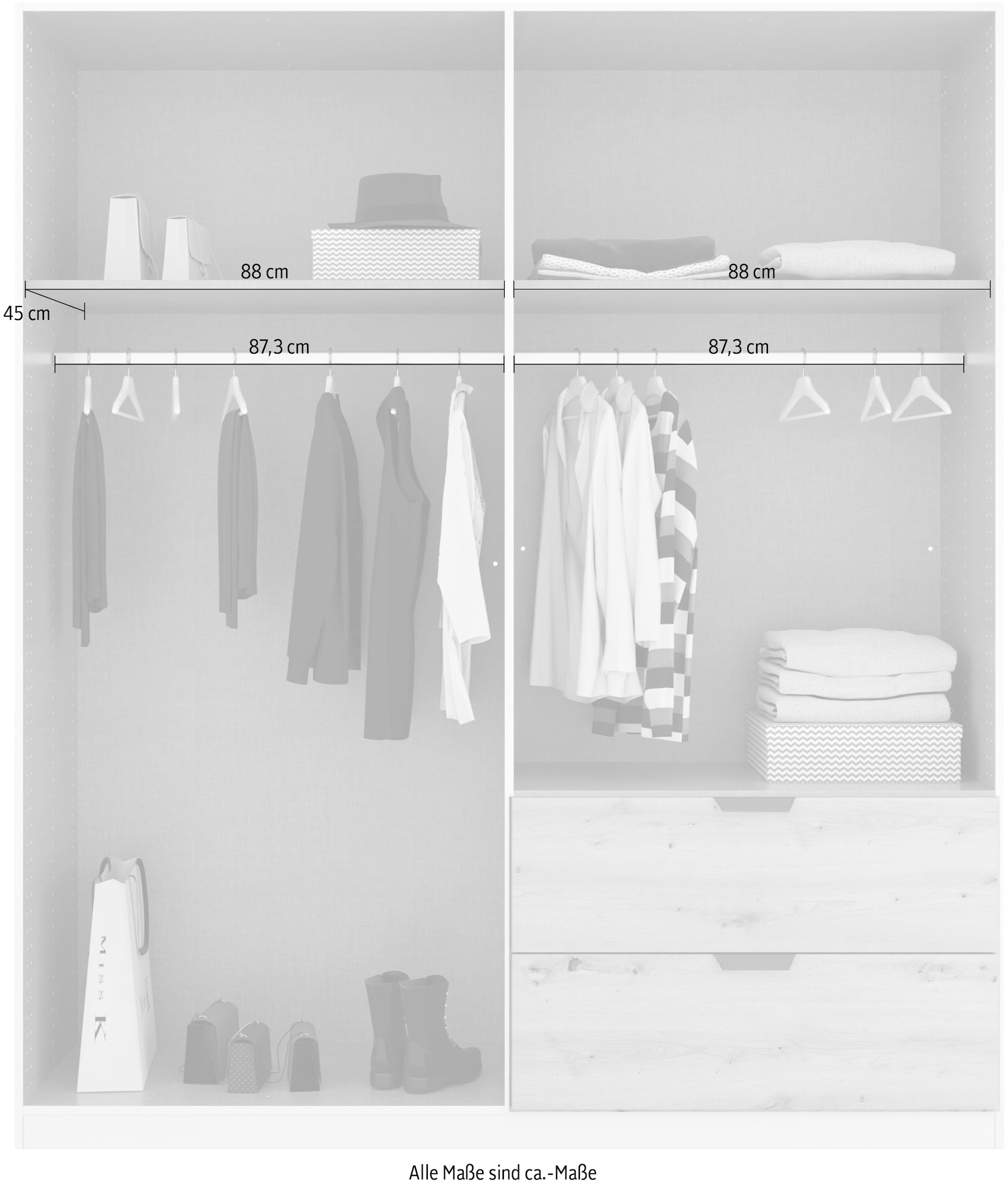 rauch Drehtürenschrank »Dark&Wood by Quadra Spin« im Industrial Style mit Metallgriffstangen