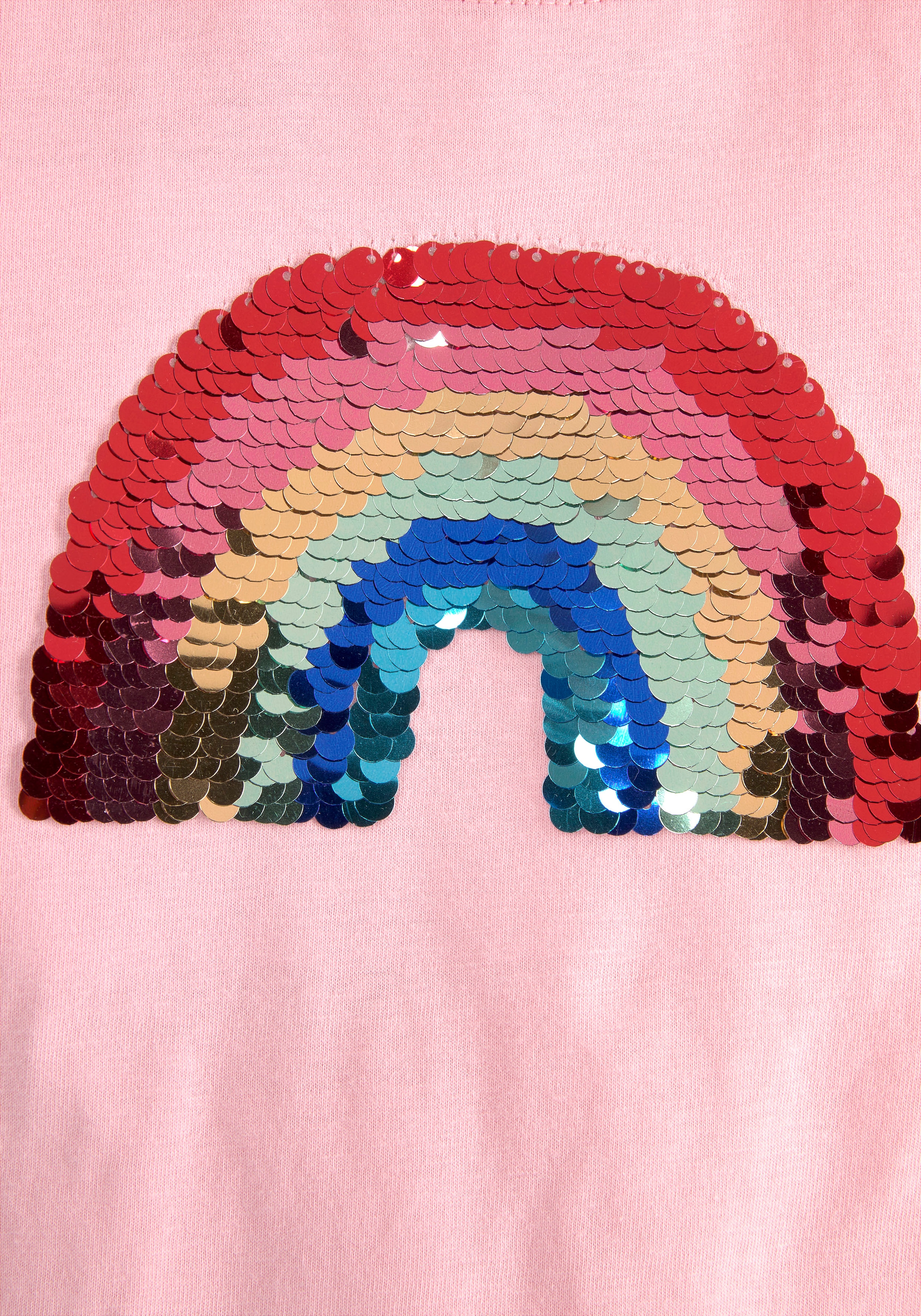 KIDSWORLD Langarmshirt »Regenbogen Pailletten-Applikation«, Langarm, Basic-Passform, mit schimmernden Pailletten-Applikationen