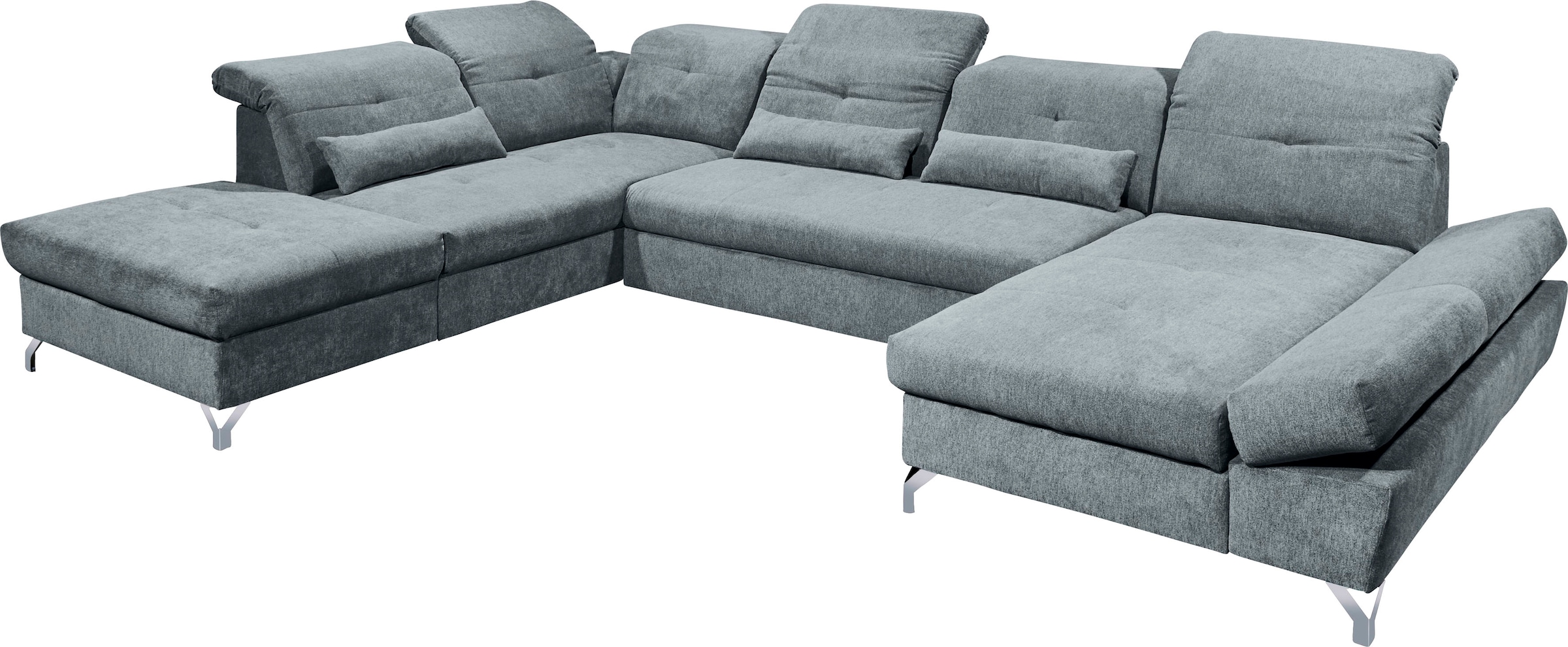 ED EXCITING DESIGN Wohnlandschaft »Melfi U-Form mit Bettfunktion, Bettkasten«, Arm- & Kopfteilverstellung & 3 Nierenkissen