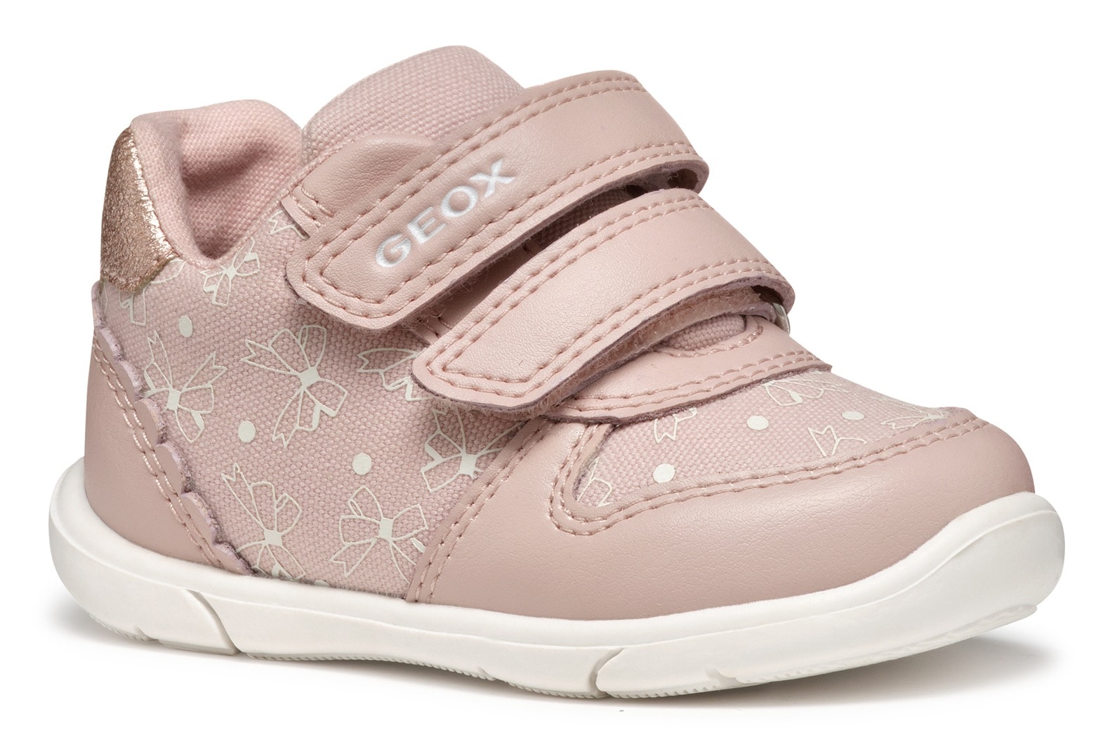 Geox Lauflernschuh »B ZAPITO GIRL«, Festtagsschuh, Klettschuh mit Schleifchen bedruckt und Glitzer