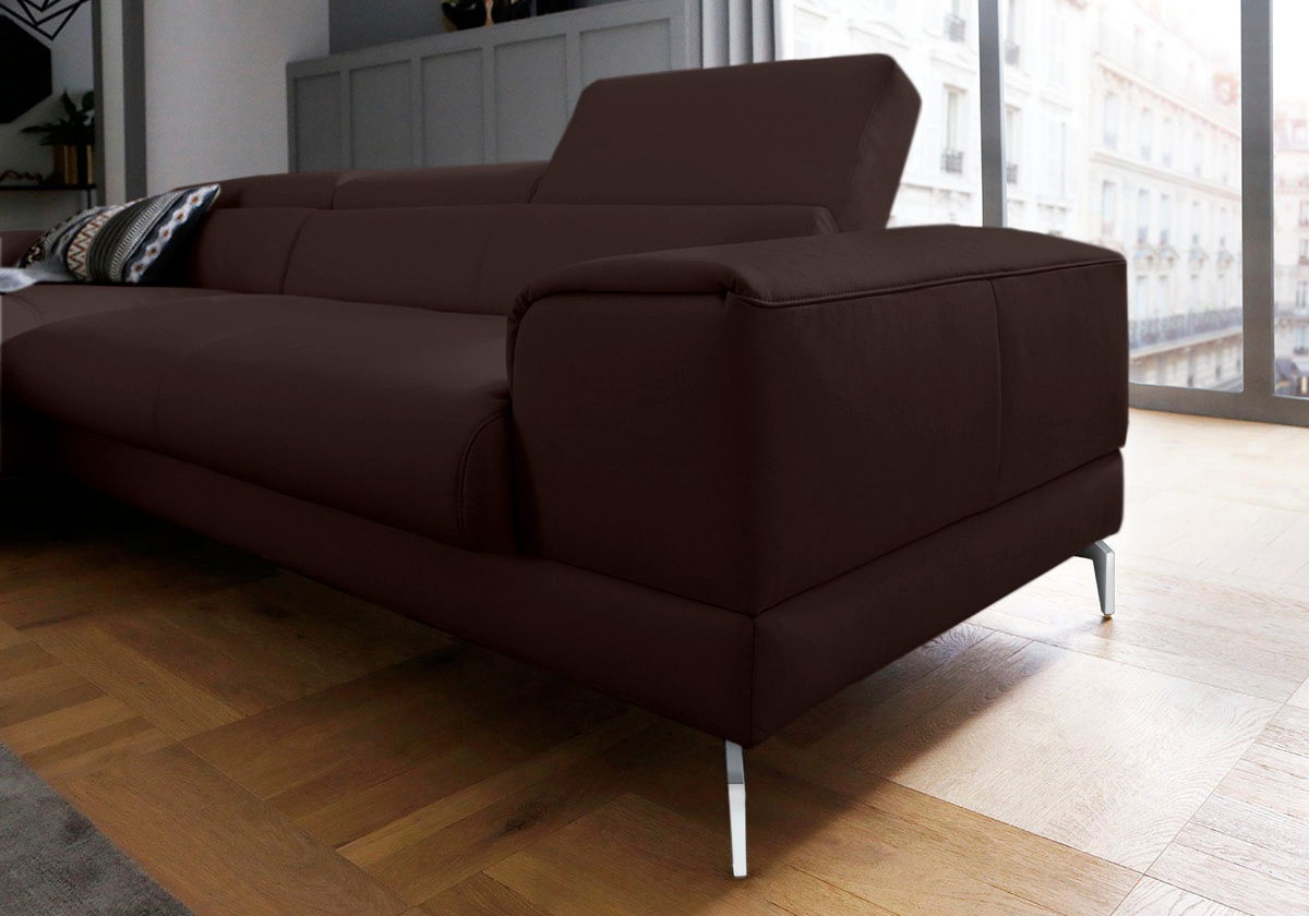 W.SCHILLIG Ecksofa »piedroo, Designsofa mit tollem Sitzkomfort, bequem und elegant, L-Form«, Kopfteilverstellung, wahlweise mit Sitztiefenverstellung, Breite 303cm
