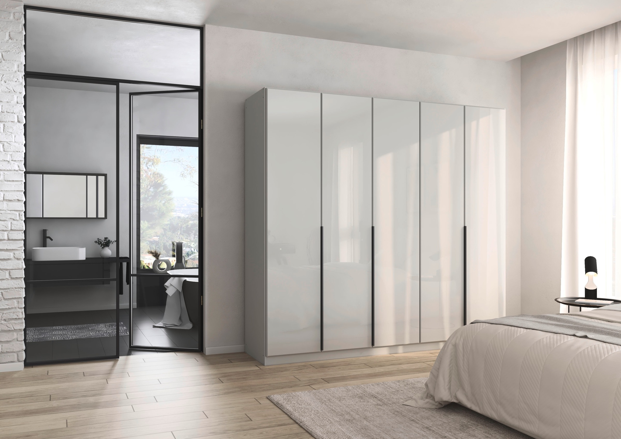 rauch Drehtürenschrank »Kleiderschrank Kleiderschränke Schrank Garderobe AGORDO mit Glasfront«, (in zwei Griff-Farben), durchdachte Innenausstattung, in 6 Breiten und 2 Höhen MADE IN GERMANY