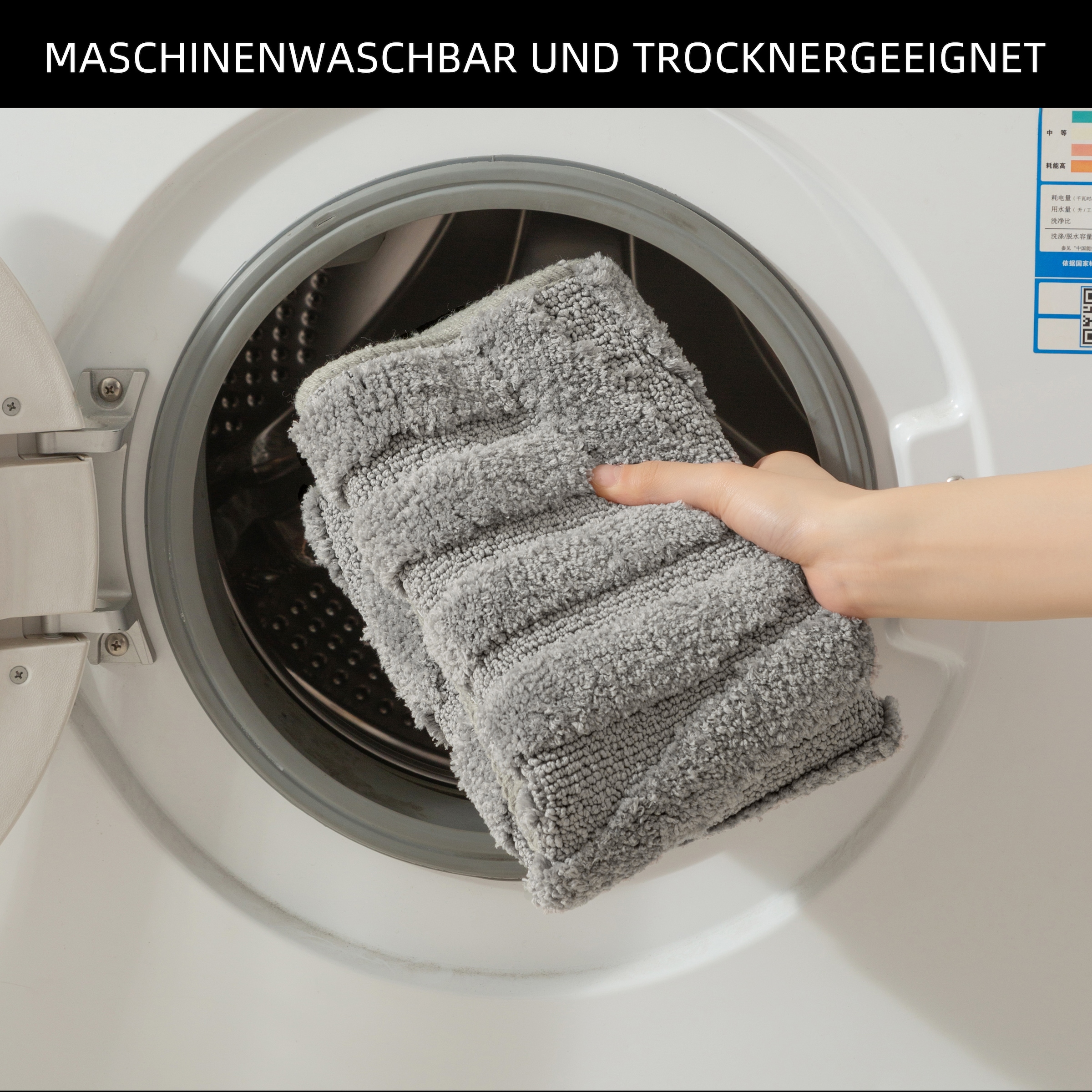 my home Badematte »Regona Scandi, Badvorleger, Badezimmer Teppich, Duschvorleger«, rutschhemmend beschichtet, strapazierfähig, Badteppich, Uni Farben, Hoch-Tief-Effekt, modernes Muster, Zen