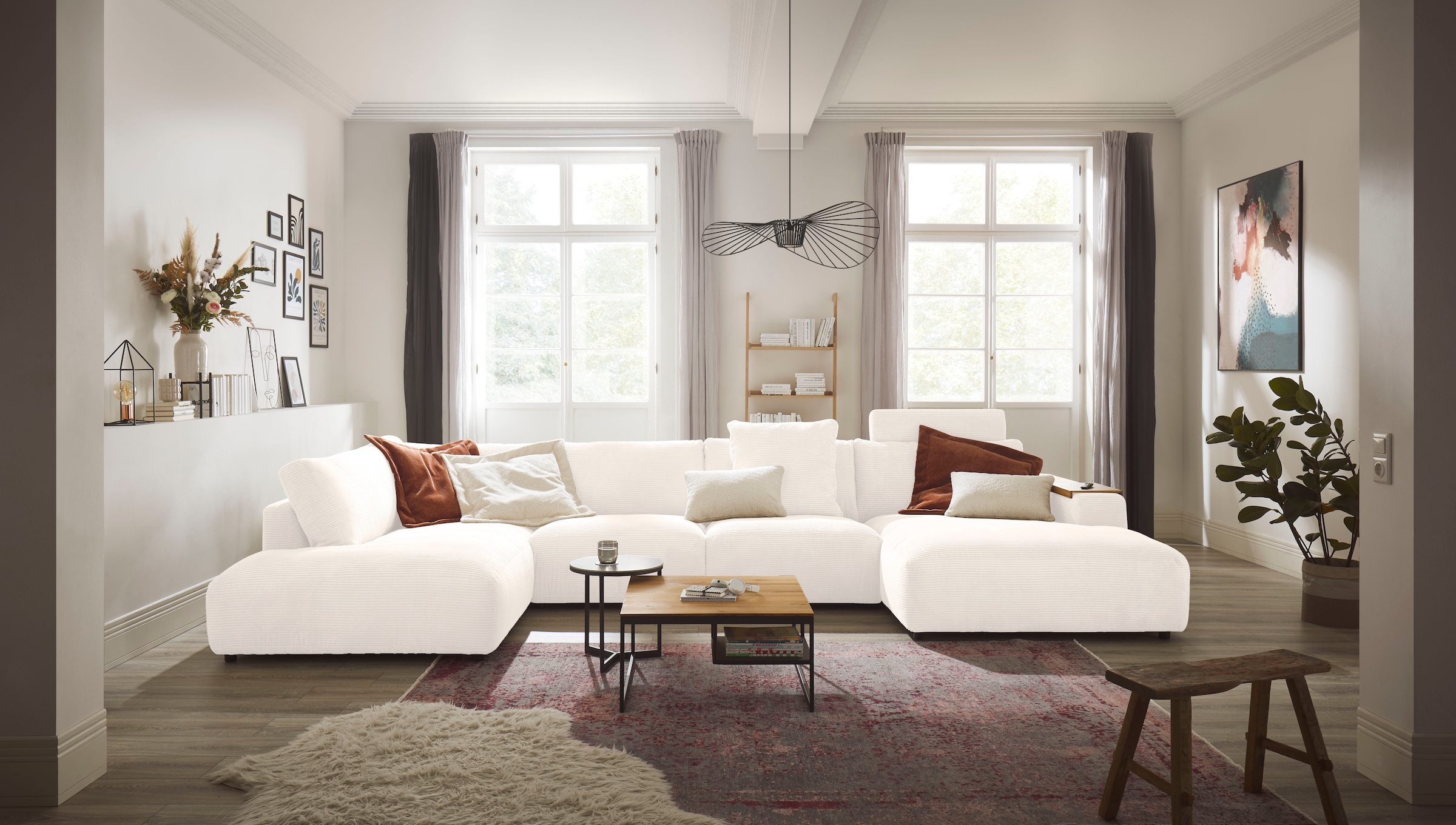 GALLERY M branded by Musterring Wohnlandschaft Lucia U-Form, Verschiedene Farben, Cord-Bezug, inkl.  Rückenkissen