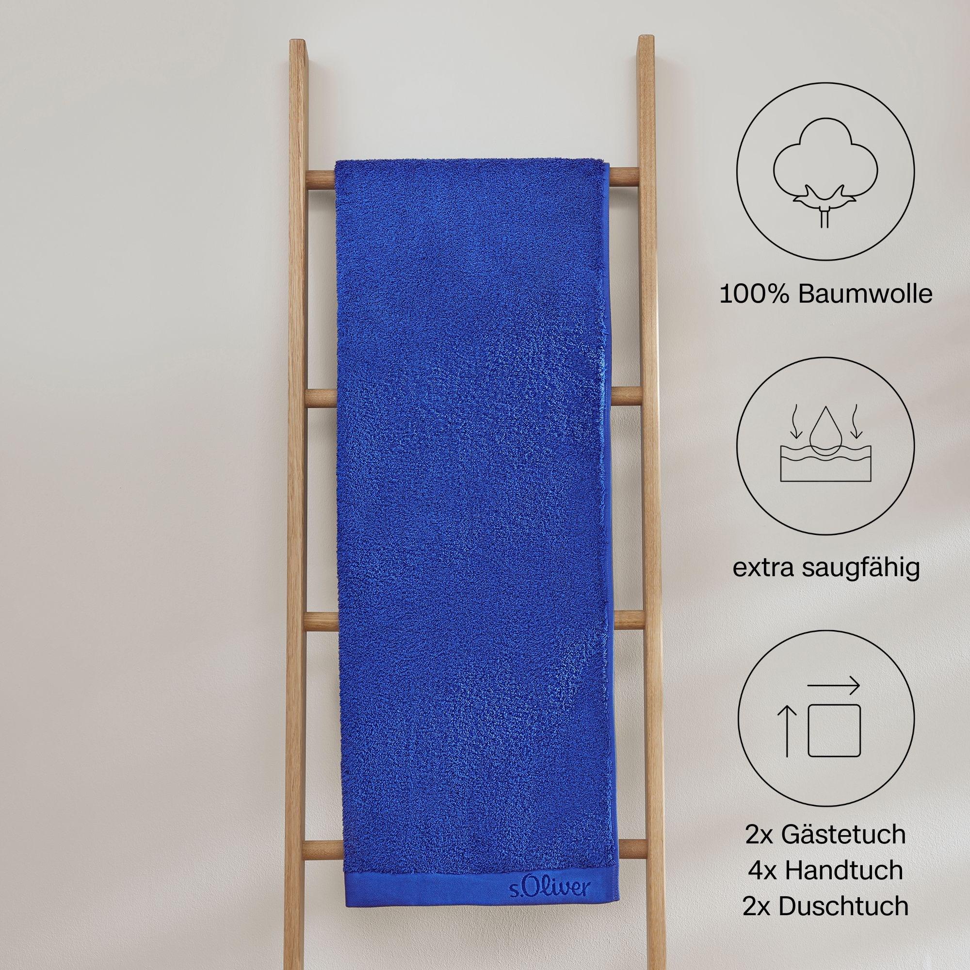 s.Oliver Handtuch Set »s.Oliver, Premium Qualität, 600 gr/m²« Set 8 Stk. Walkfrottier 2 Gästetücher 30x50, 4 Handtücher 50x100, 2 Duschtücher 70x140