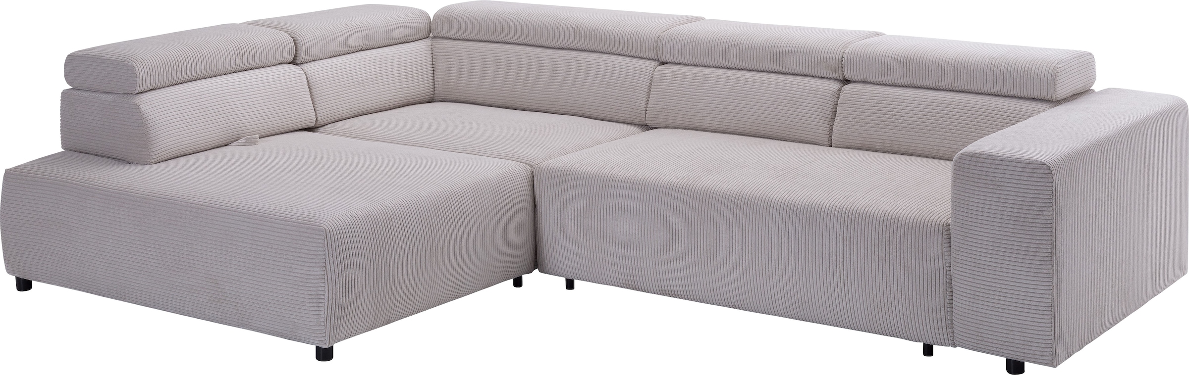 exxpo - sofa fashion Ecksofa »VITTORIO mit Komfortfunktionen, bequem und modern, Cord, L-Form« inkl. Kopfteil- und Sitztiefenverstellung, wahlweise mit Bettfunktion