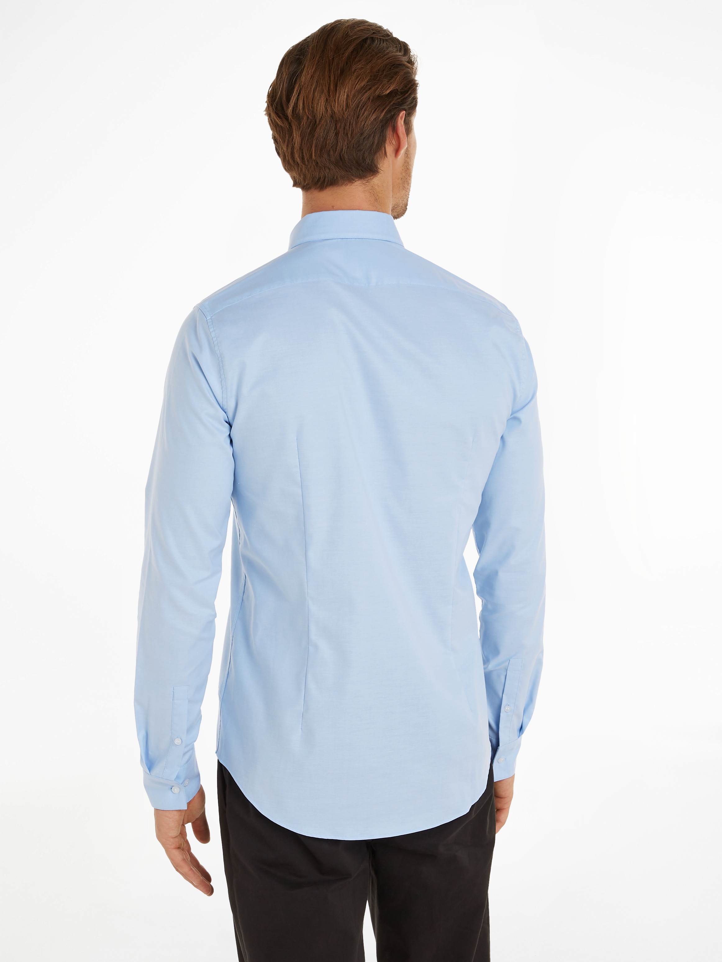 Calvin Klein Langarmhemd »OXFORD SOLID  SLIM SHIRT« mit Logoprägung