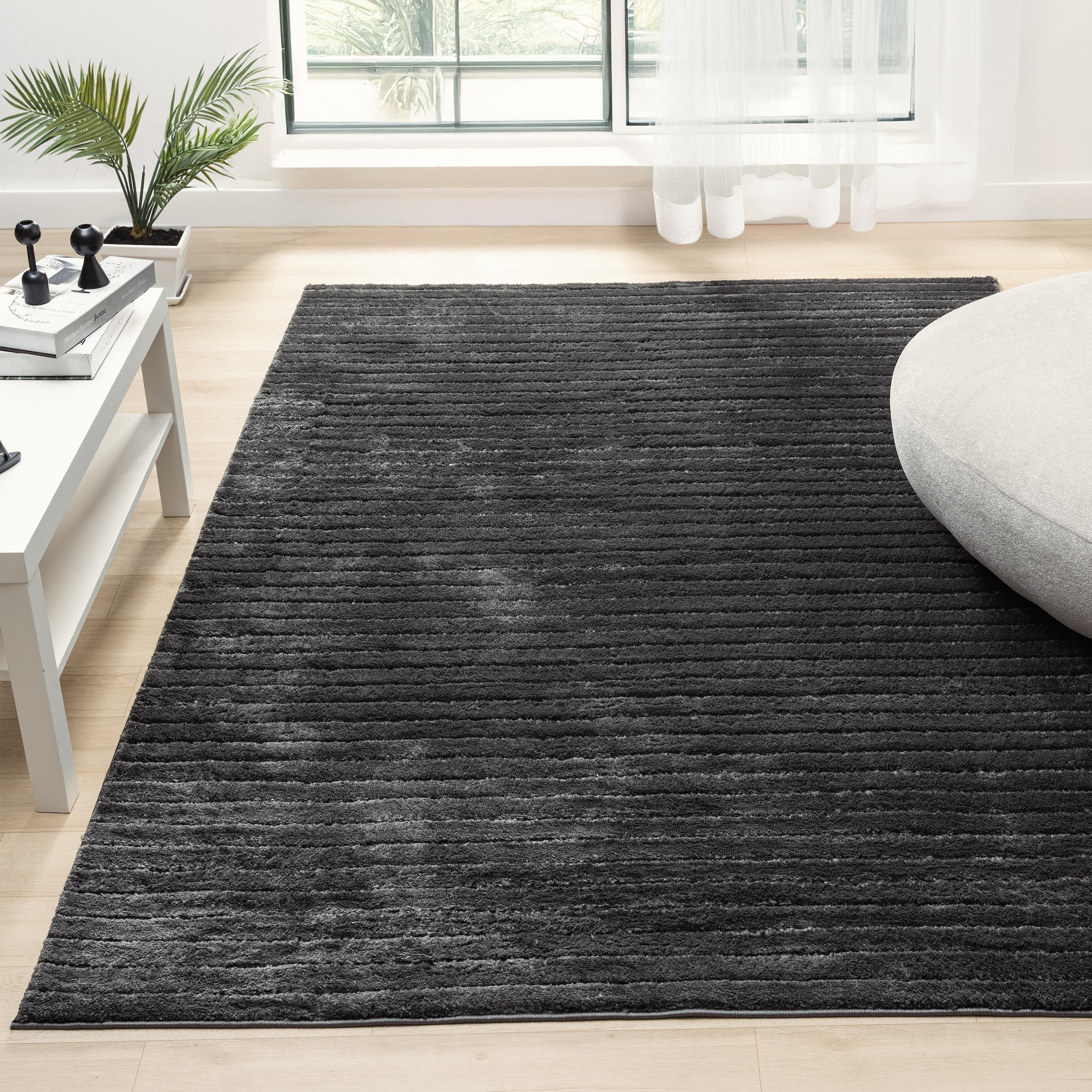 LeGer Home by Lena Gercke Teppich »Selma«, rechteckig, 19 mm Höhe, Hoch-Tief-Struktur, Streifen Design, Wohnzimmer, Schlafzimmer