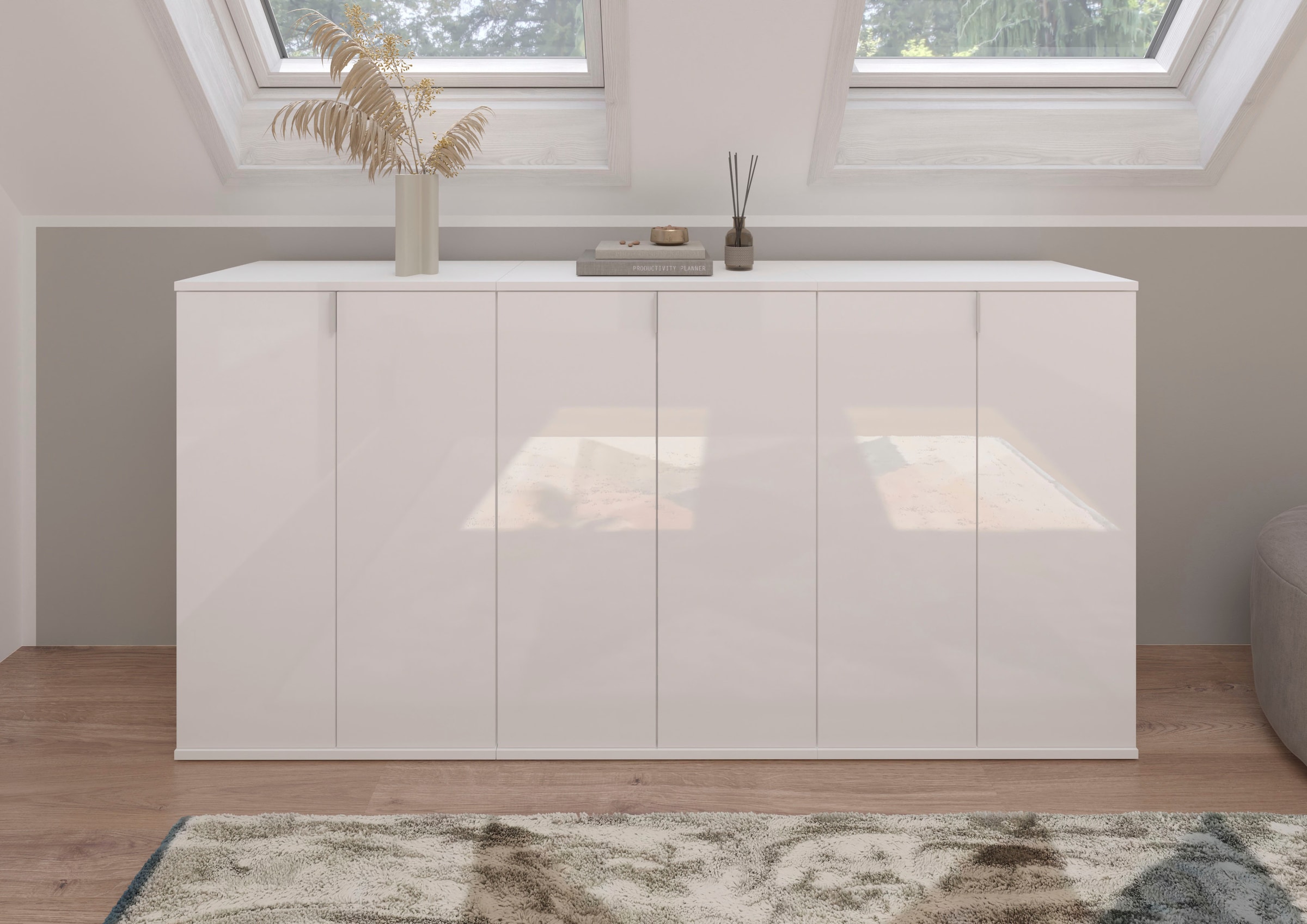 INOSIGN Garderoben-Set »Trondheim, Breite 183 cm, best. aus 3 Kommoden, 6 Türen, 18 Fächer«, (Set, 3 St.), Kommode, Sideboard, Kommodenkombination, Kommoden Set