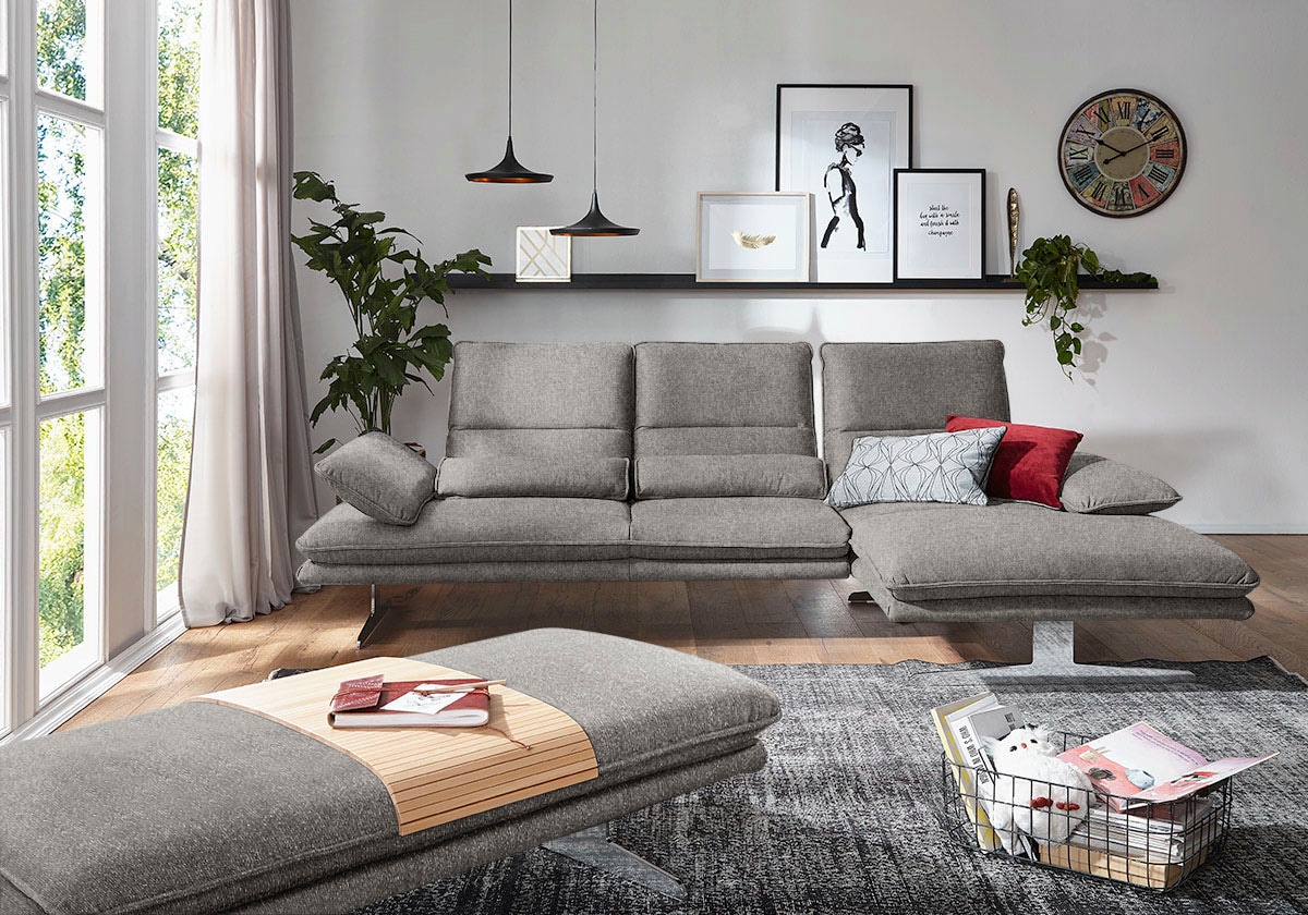 W.SCHILLIG Ecksofa »broadway, Designsofa mit tollem Sitzkomfort, L-Form«, Sitztiefenverstellung, Kopfteil- & Seitenteilverstellung, Breite 291cm