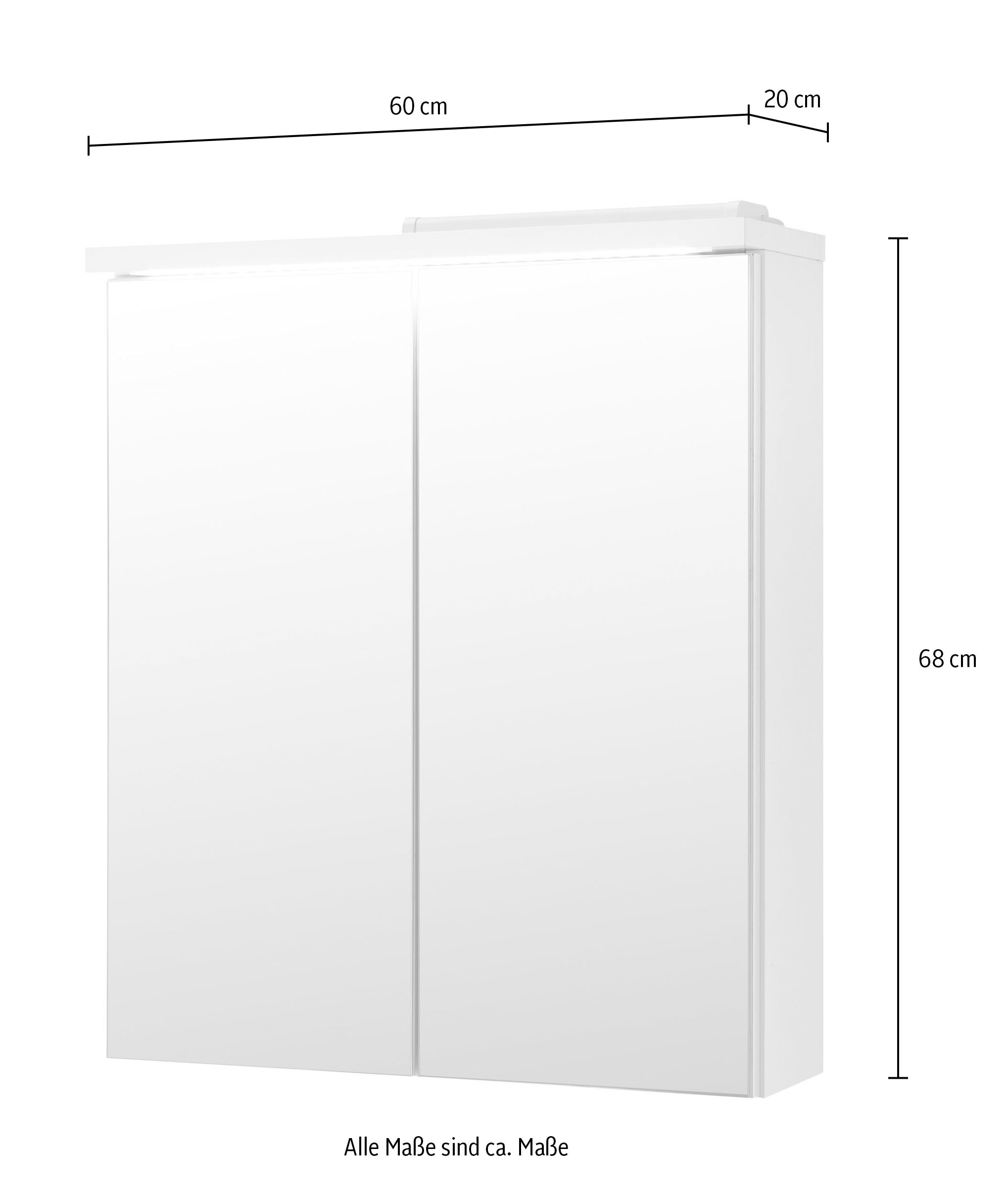 BASIC by Balculina Spiegelschrank »Pool, Badezimmerschrank BxHxT 60x68x20« 1 Stk. tlg. Breite 60cm, Tür L/R montierbar