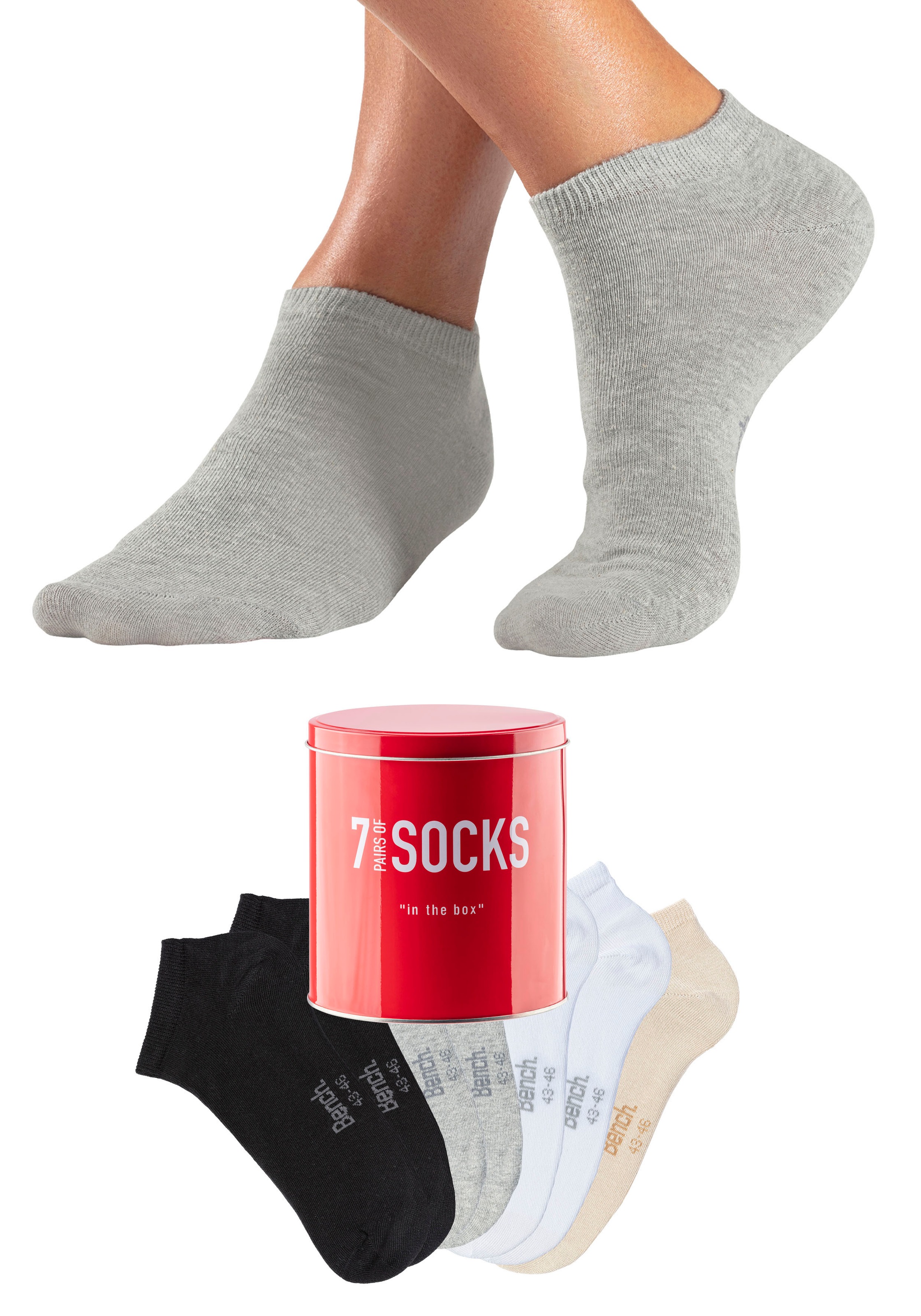 Bench. Sneakersocken, (Dose, 7 Paar), verpackt in der Dose