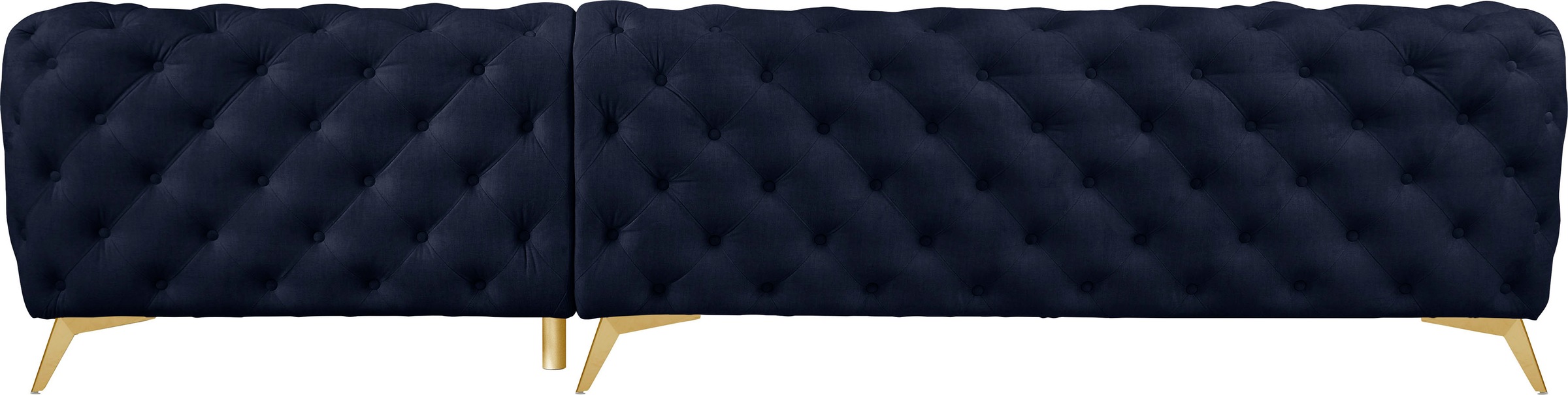 Leonique Chesterfield-Sofa »Ecksofa GLYNIS L-Form mit Wellenunterfederung, Maße B/T/H 323/264/75cm«, aufwändige Knopfheftung, moderne Chesterfield Optik, Fußfarbe wählbar