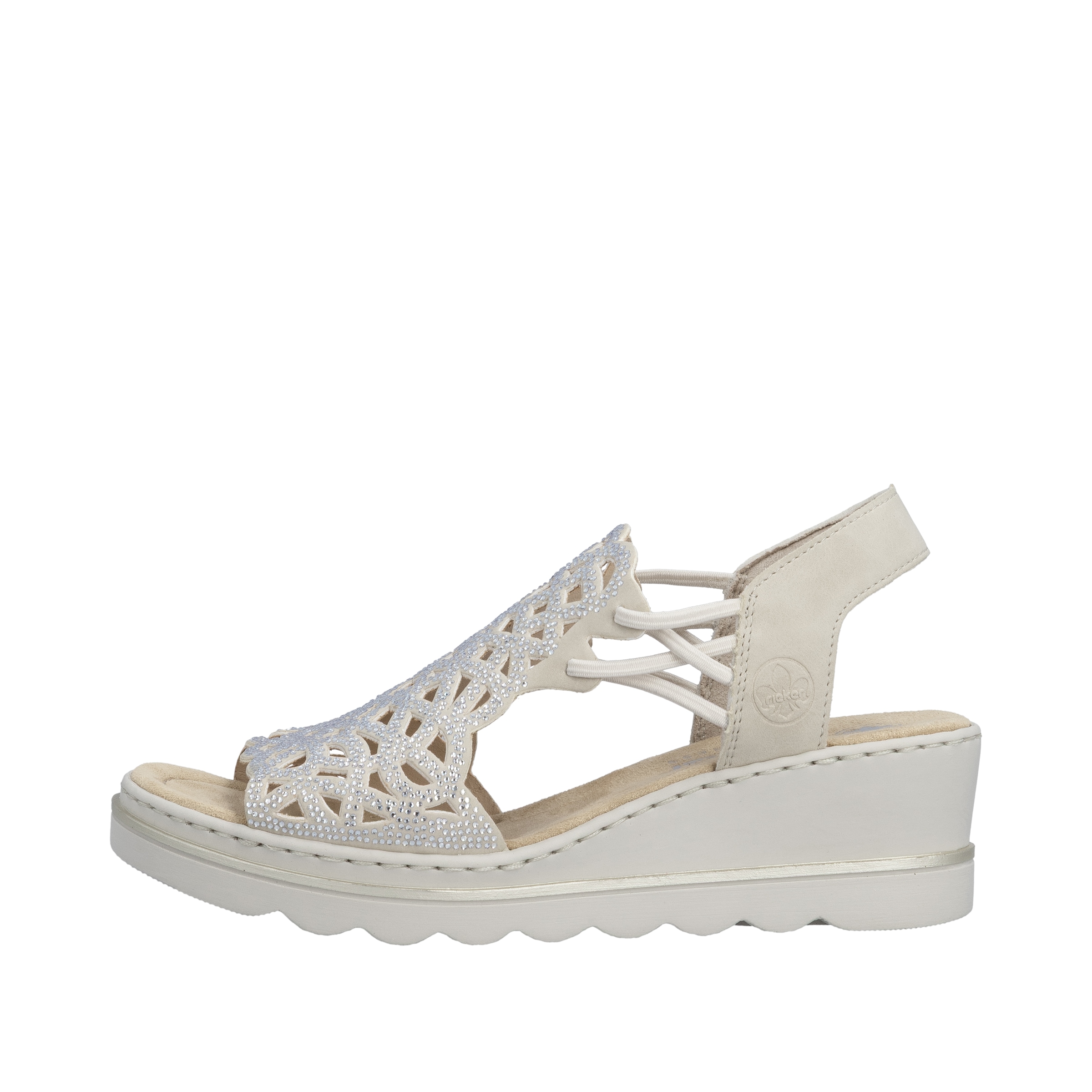 Rieker Keilsandalette  Sommerschuh, Plateausandale, Schlupfschuh mit Schmucksteinchen