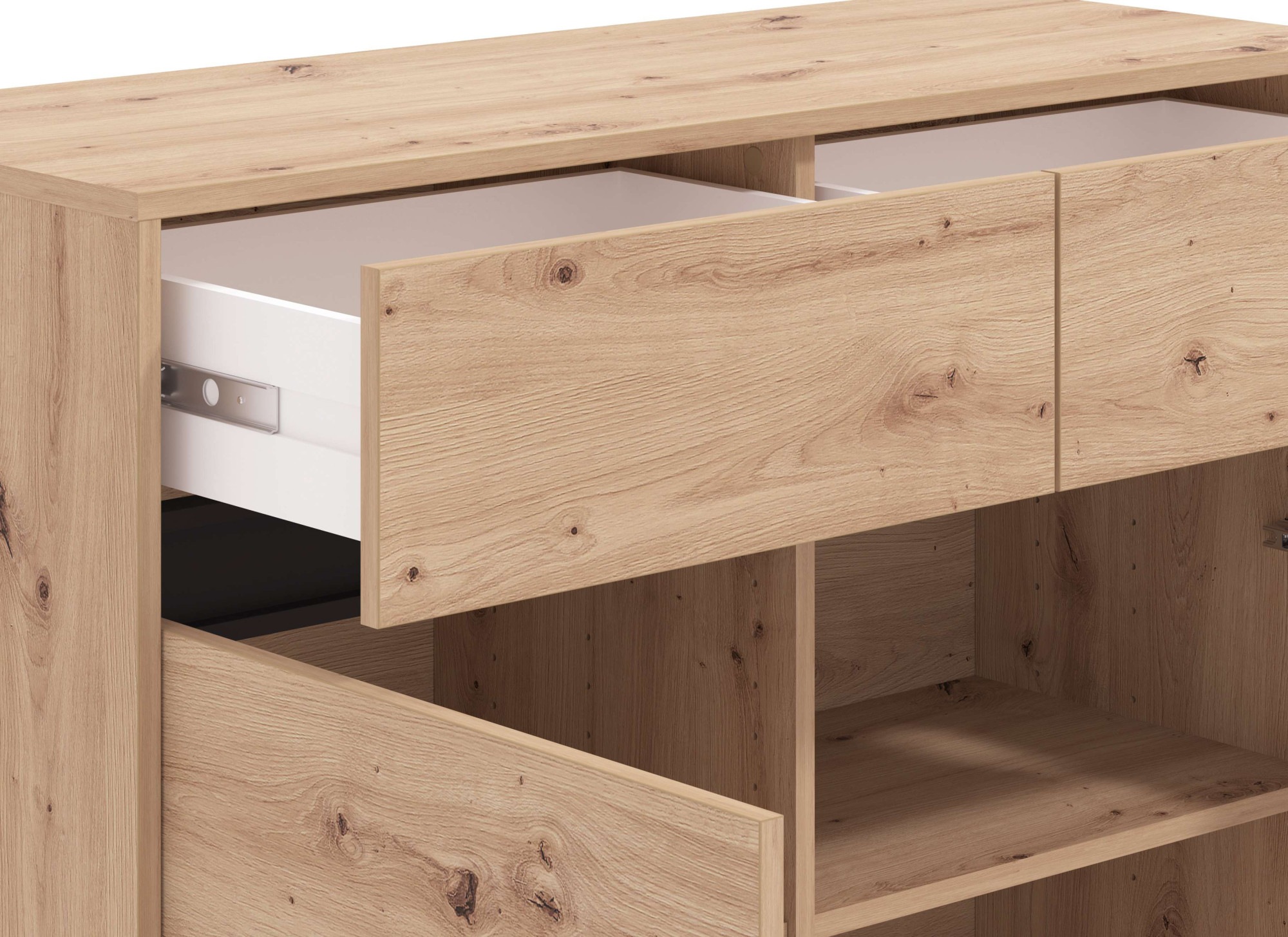 INOSIGN Kommode »Marron für Wohnzimmer, Flur, Schlafzimmer«, Sideboard, Breite 106 cm, mit 2 Schubladen, hinter den Türen 4 Fächer