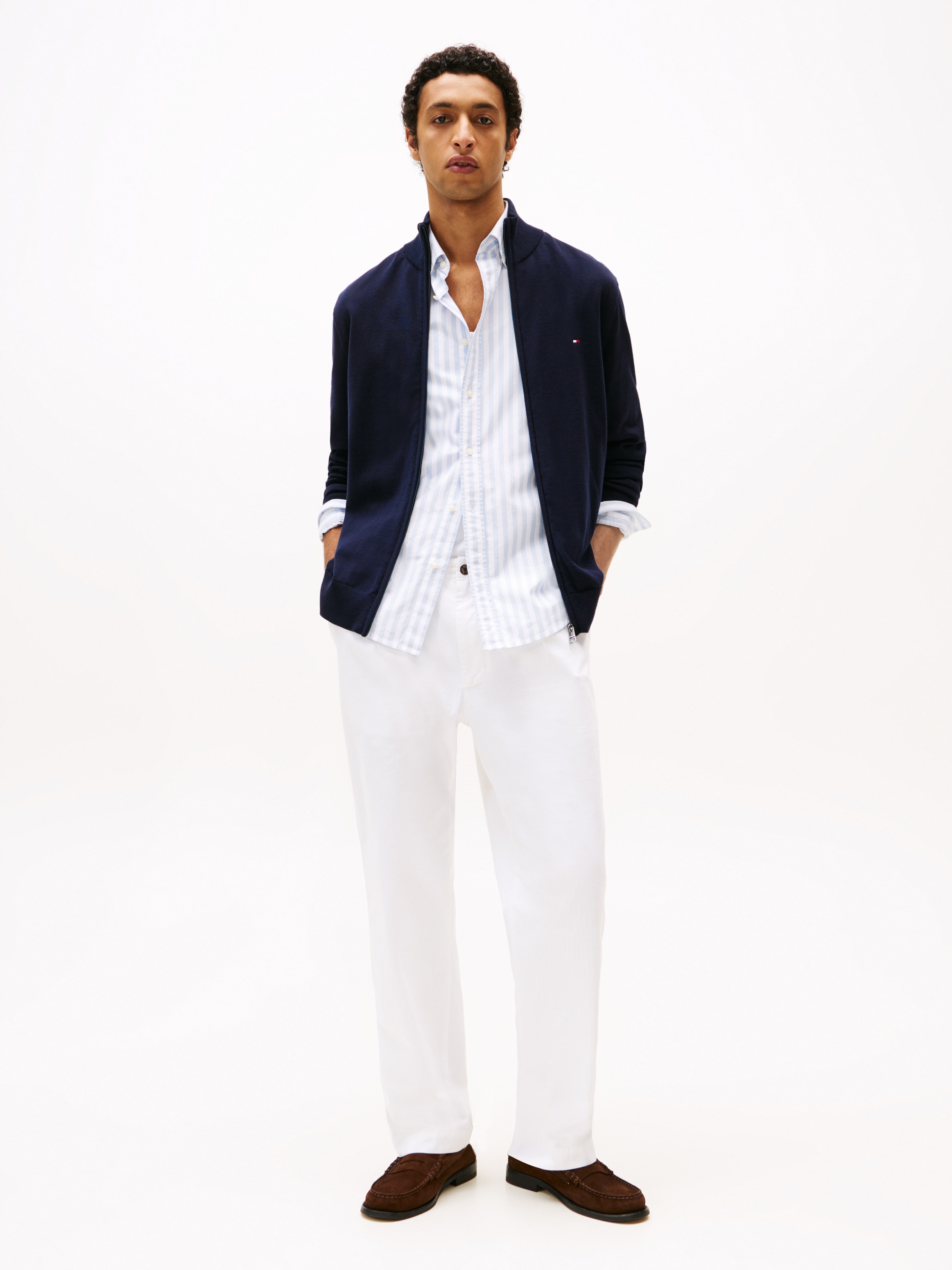 Tommy Hilfiger Strickjacke »ESSENTIAL COTTON ZIP THRU«, mit Logostickerei