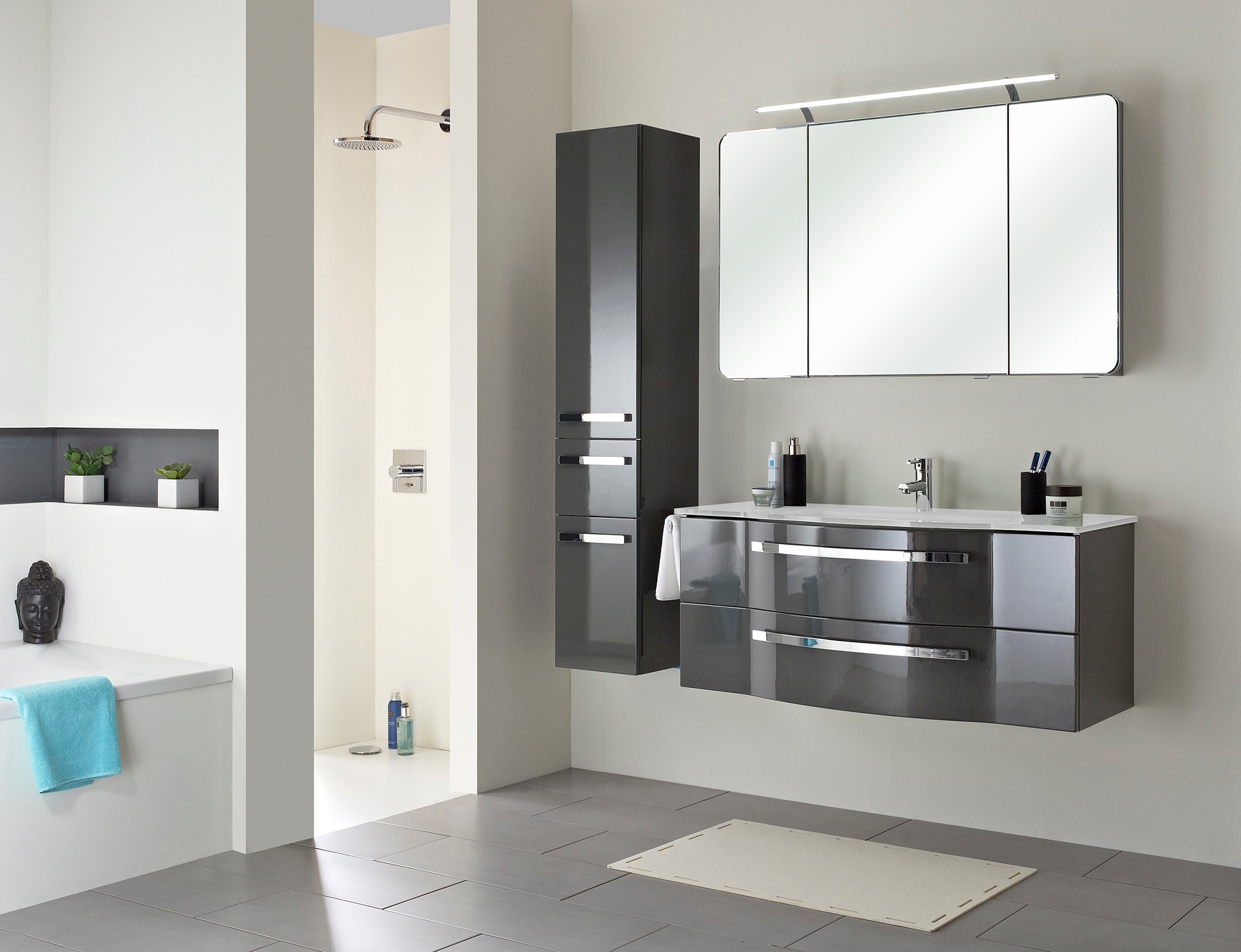 Saphir Badmöbel-Set »Serie 4005, vormontiert, Glaswaschbecken, Spiegelschra günstig online kaufen