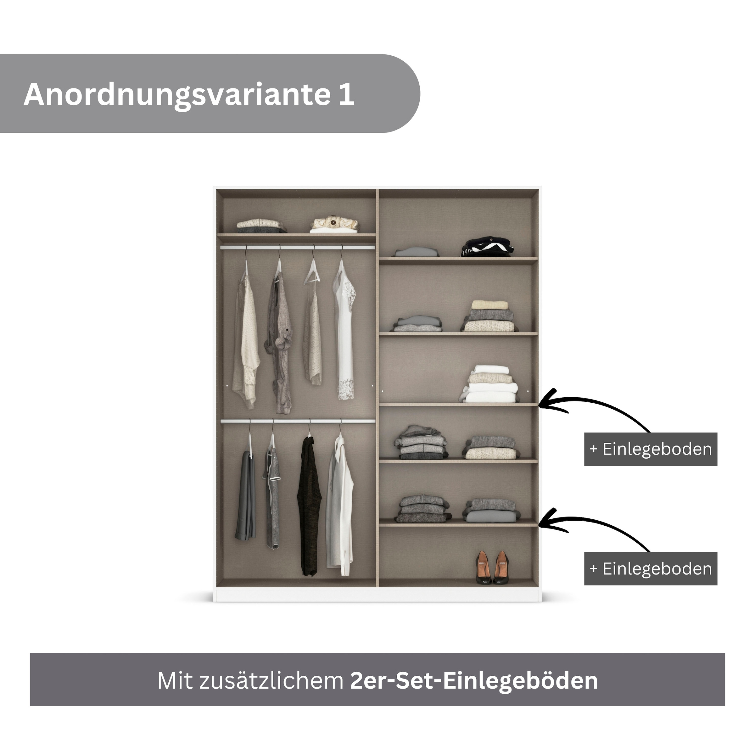 rauch Drehtürenschrank »Kleiderschrank Schrank Garderobe AGORDO mit Dekor- oder Hochglanzfront«, (in zwei Griff-Farben), durchdachte Innenausstattung, in 6 Breiten und 2 Höhen MADE IN GERMANY