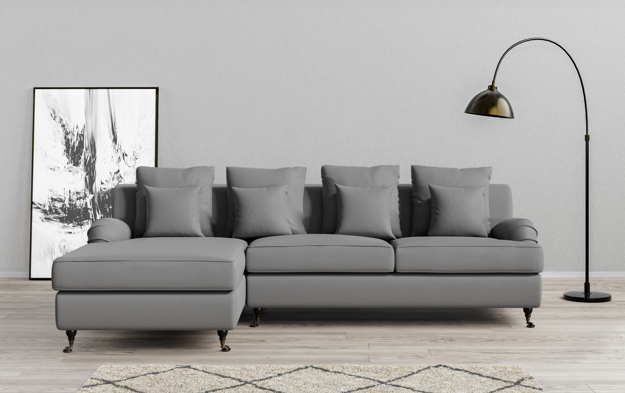 Guido Maria Kretschmer Home&Living Ecksofa »NORIN L-Form«, zwei Fußarten: vorne - Rollen, hinten - Holzfüße