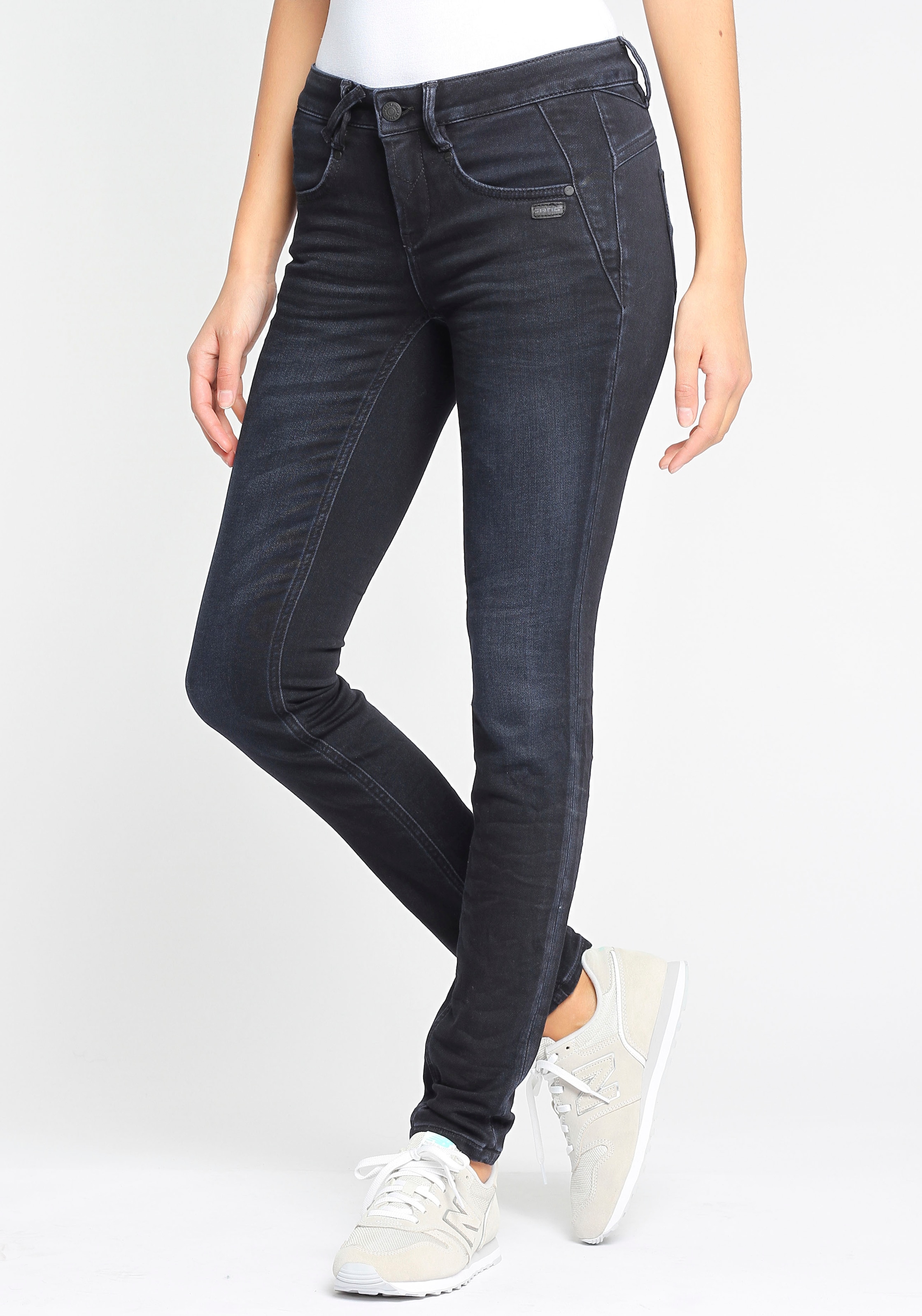 GANG Skinny-fit-Jeans »94NELE«, mit Bund vorne gekreuzten Gürtelschlaufen am kaufen