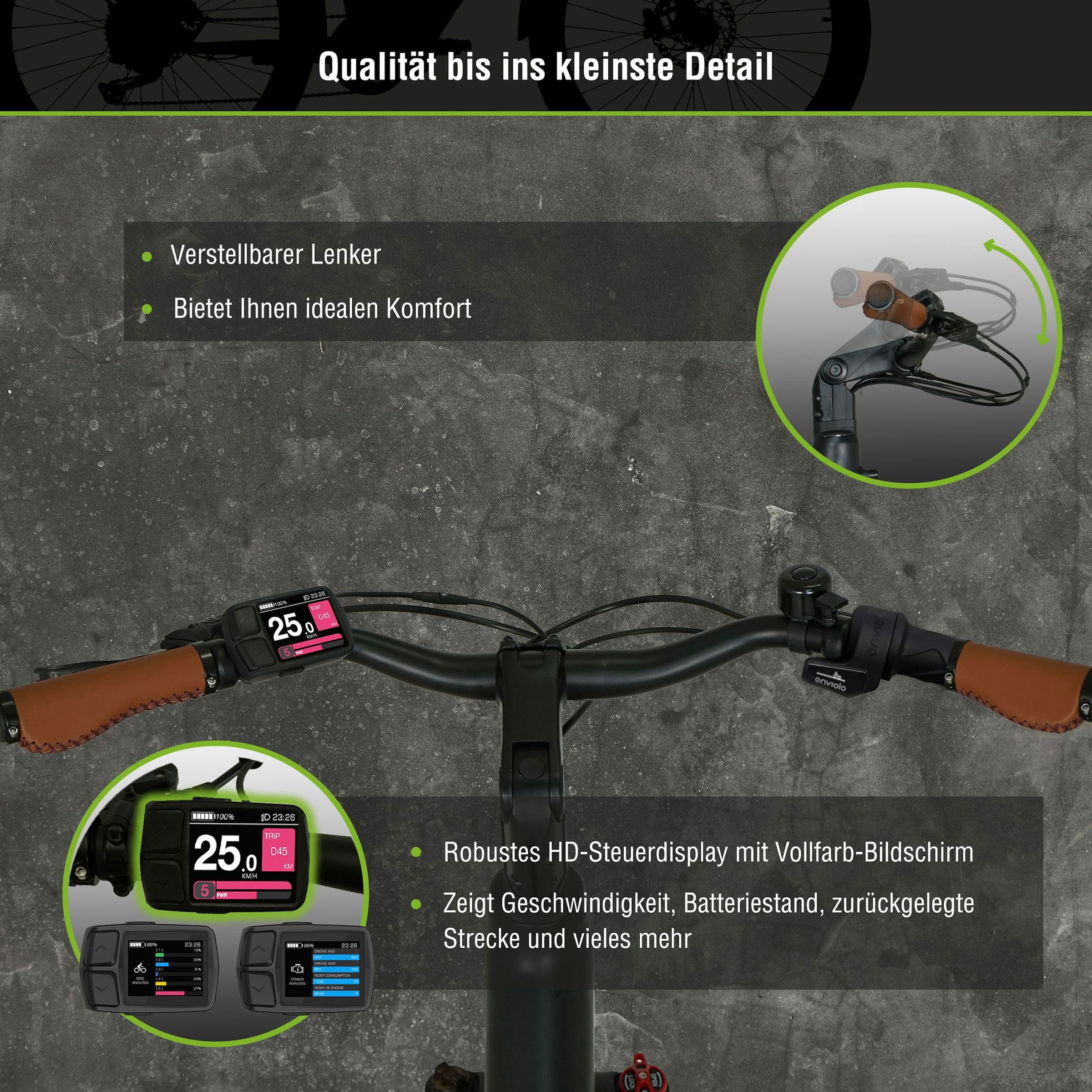 SachsenRad »S5G« Kugelschaltung Mittelmotor 250 W Tiefeinsteiger, Alarmanlage, Pedelec,  Stufenlose Enviolo-Schaltung, TFT Farb-LCD-Steuerdisplay