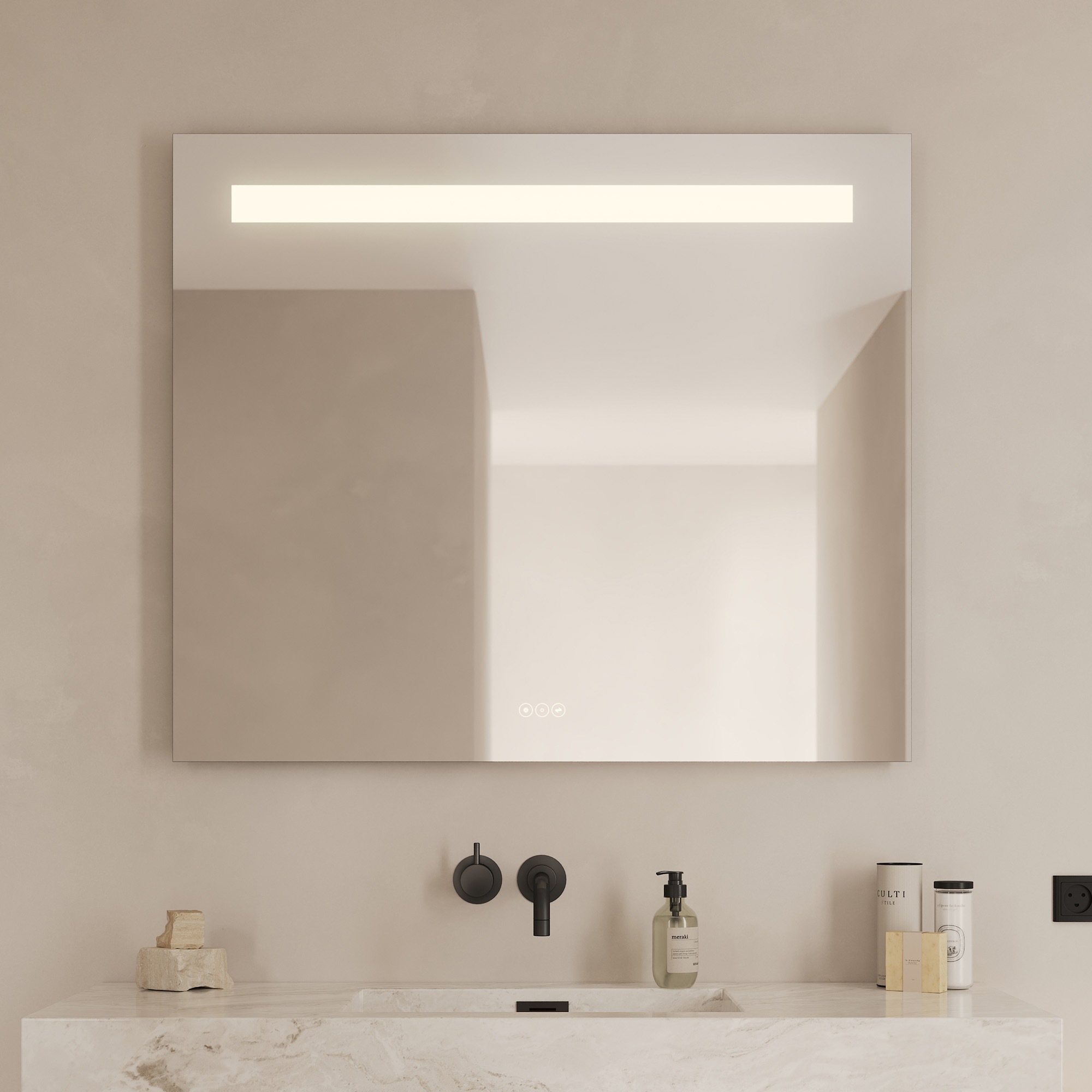 Loevschall Badspiegel »Lökken Quadratisch, Badzimmerspiegel mit LED Beleuch günstig online kaufen