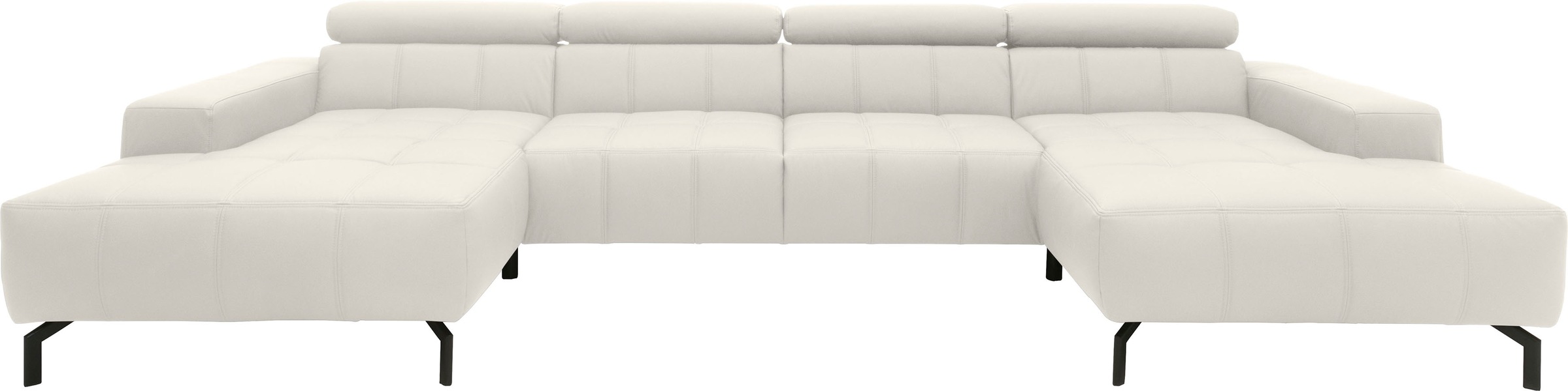 DOMO collection Wohnlandschaft »Cunelli tolle Sitznähte als Designelement, fester Sitzkomfort, U-Form«, wahlweise mit Kopfteilverstellung, bodenfrei