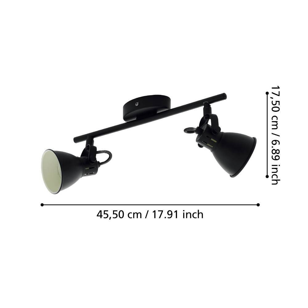 EGLO LED Deckenspots »SERAS 2 Deckenleuchte, Wohnzimmerlampe, Spot, schwarz, Metall, GU10«, 2 flammig, Leuchtmittel LED-Board-GU10 | LED wechselbar, Küchenlampe, Deckenstrahler, 2 flammig, Industrial, modern, 37x6,5cm