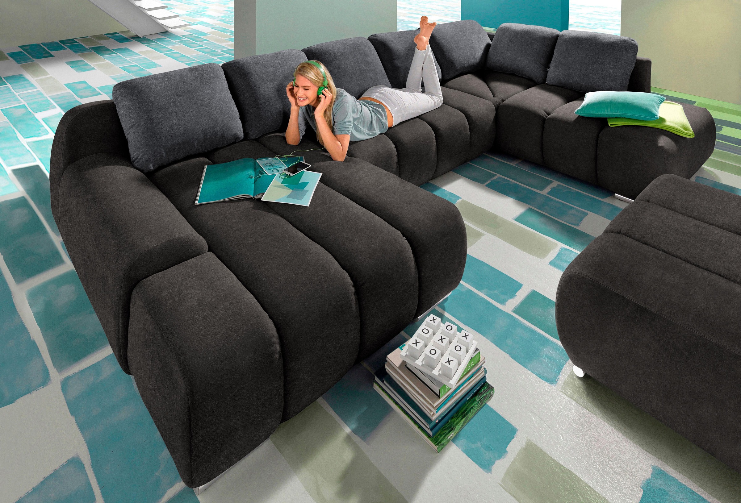 Home affaire Wohnlandschaft »Bono U-Form« wahlweise mit Bettfunktion günstig online kaufen