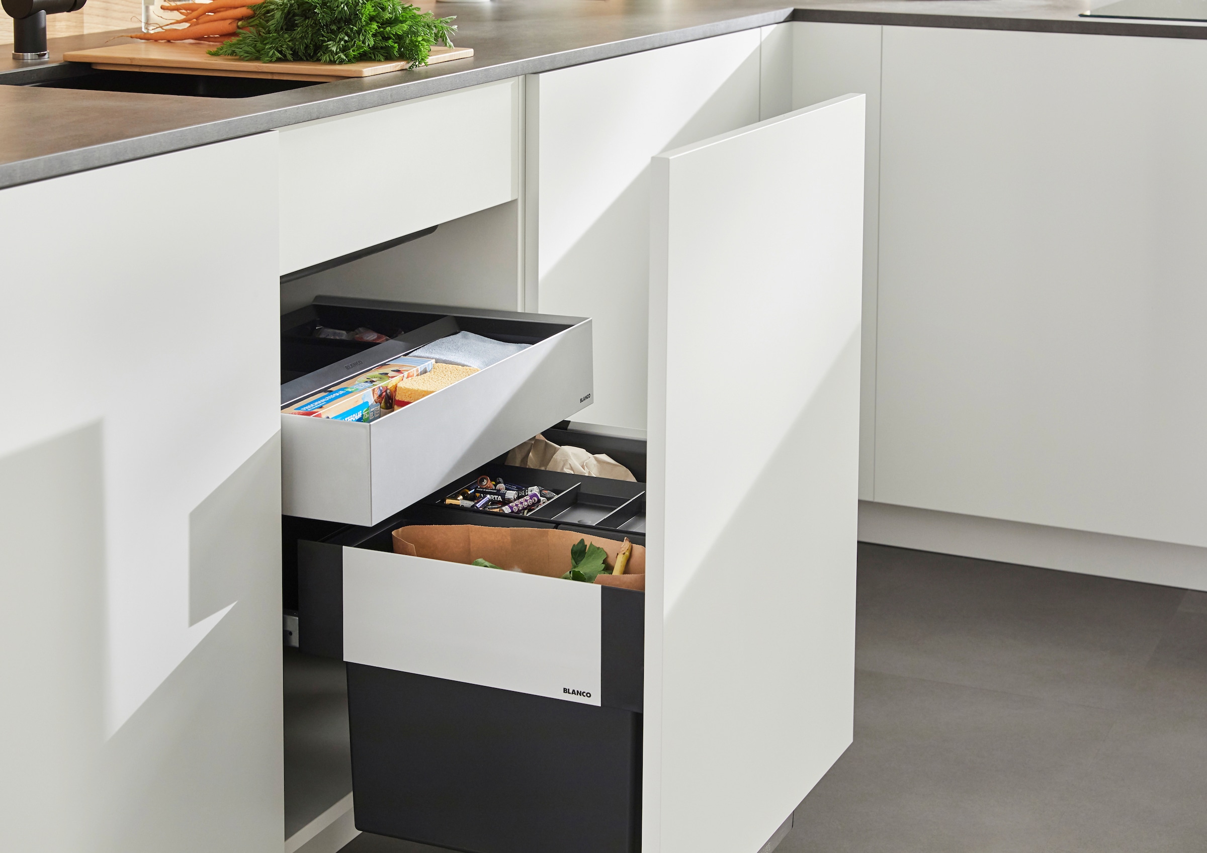 Blanco Mülltrennsystem »Select II 60/3 Orga«, 3 Behälter, Kunststoff, Stahlblech, 60 0mm Untermass