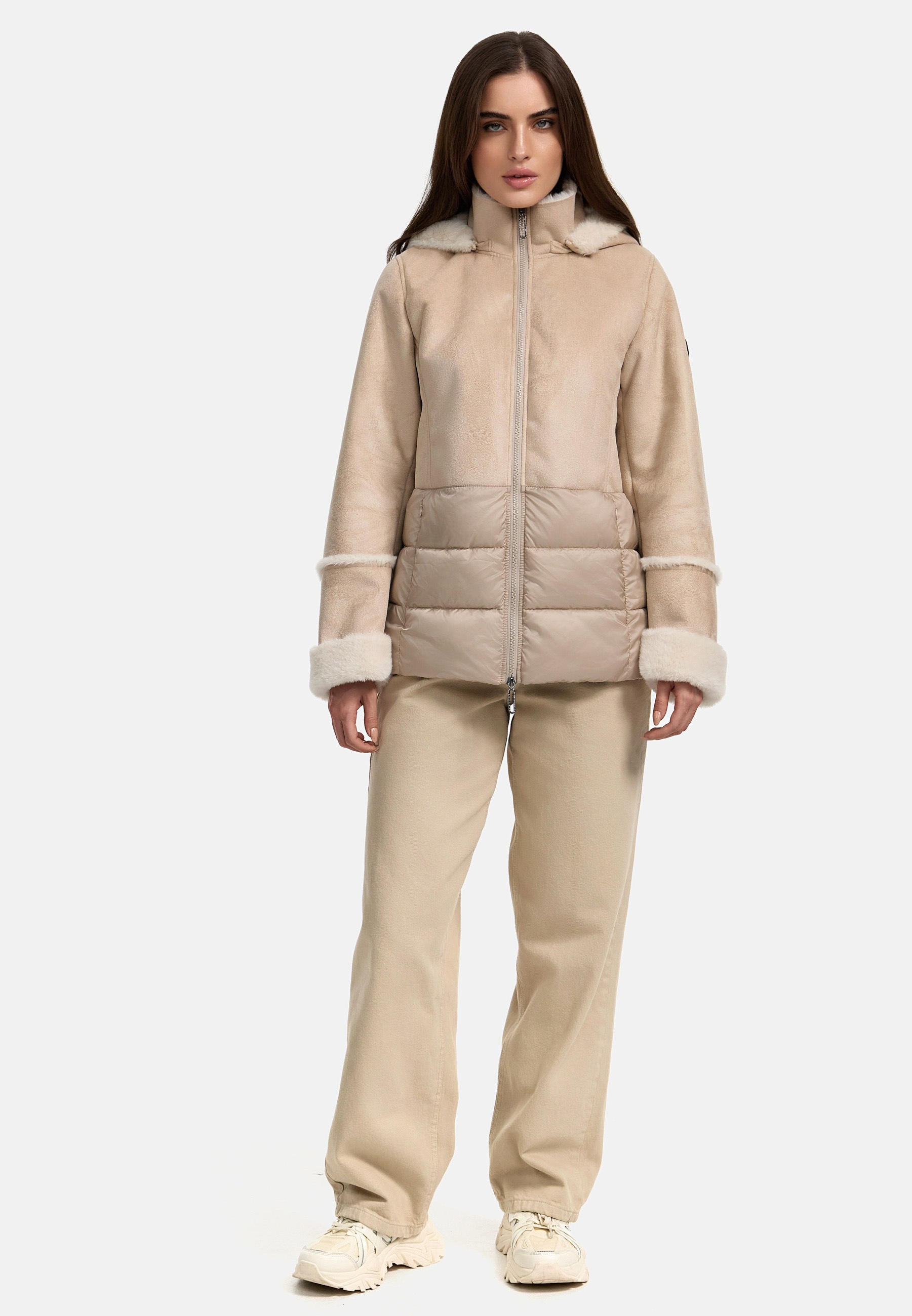 MANISA Kurzjacke, mit Kapuze, mit Teddyfell-Kapuze