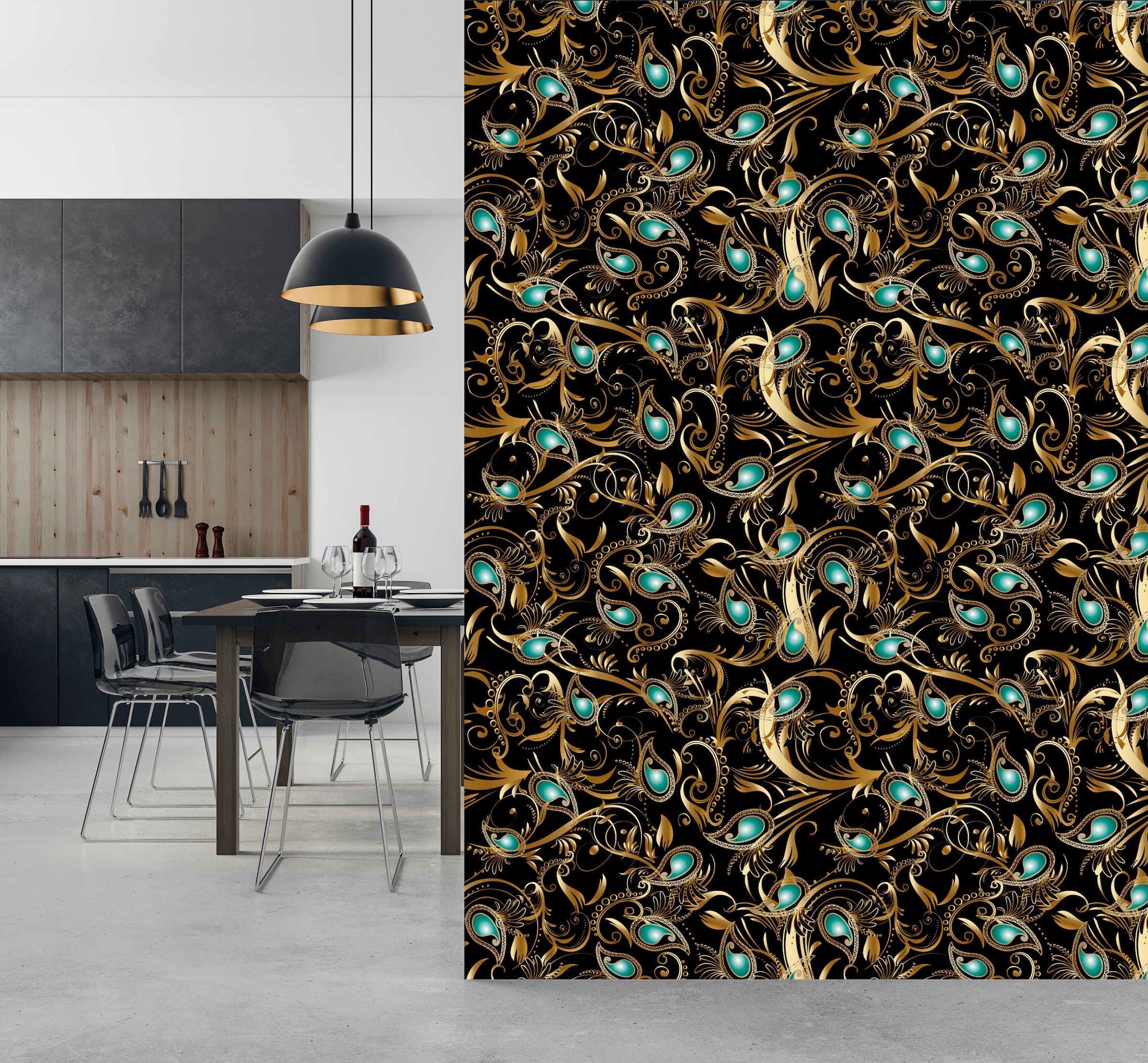 queence Vinyltapete »Nisa« Farbverlauf | abstrakt | bedruckt | gemustert glatt 90x250cm, selbstklebend, kinderleichte Anbringung, , Sticker