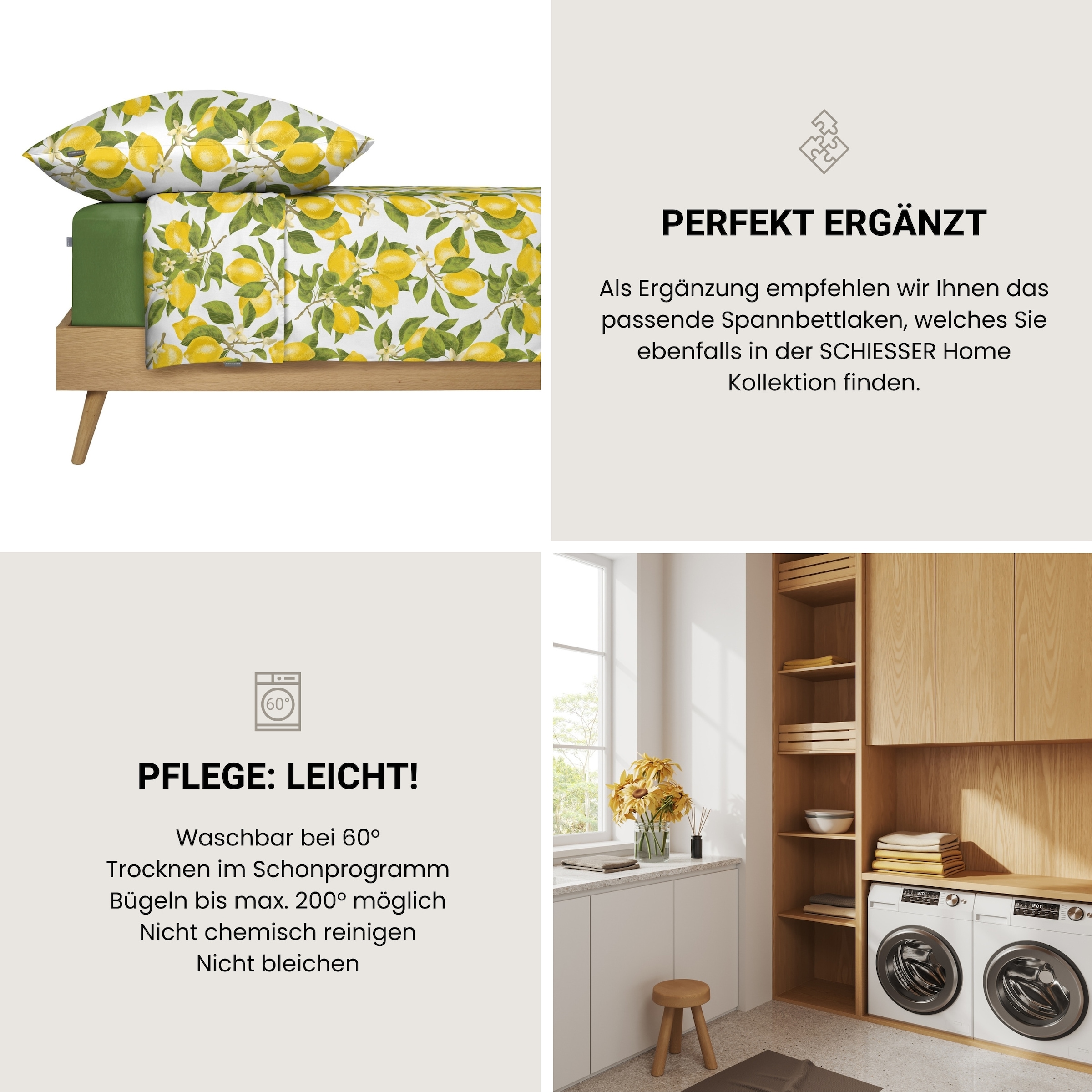 Schiesser Bettwäsche »Limona aus weicher Baumwolle mit floralem Design« 2 MADE IN GREEN by OEKO-TEX®